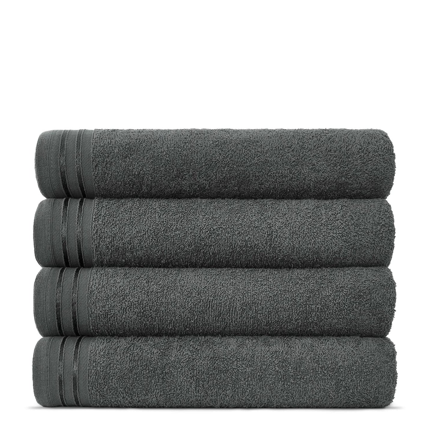 Lions Bath Towels - Set of 4 Bathroom Bath Sheets, 100% Luxury Cotton, 500 GSM 75X135CM, Highly Absorbent and Quick Dry Extra Large Towel, Accessory Set, Charcoal