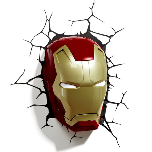 Marvel Iron Man Mask 3D Wall Light, for Not suitable for children under 36 months Red