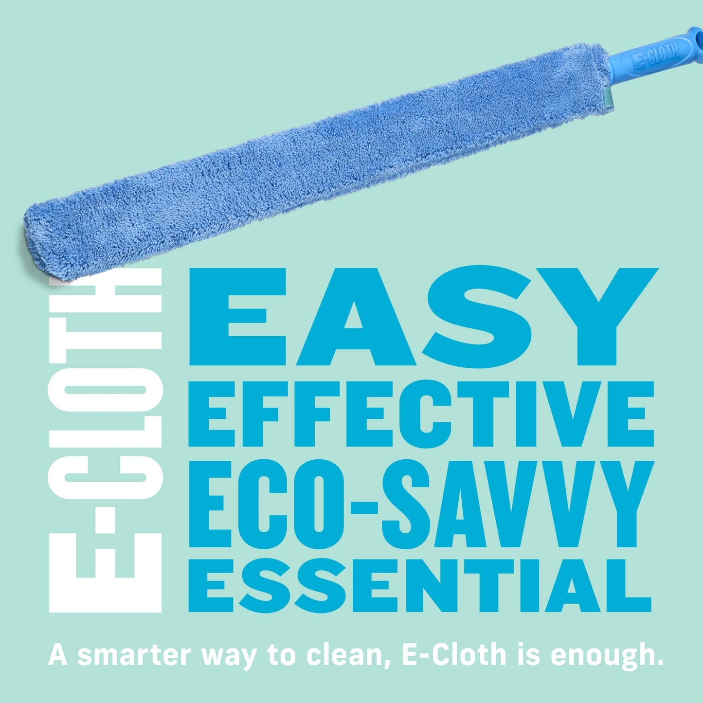 E-Cloth Cleaning & Dusting Microfibre Wand, Great for Cleaning and Dusting Surfaces, Washable and Reusable, 100 Wash Promise, Blue, 1 Pack Dusting Wand