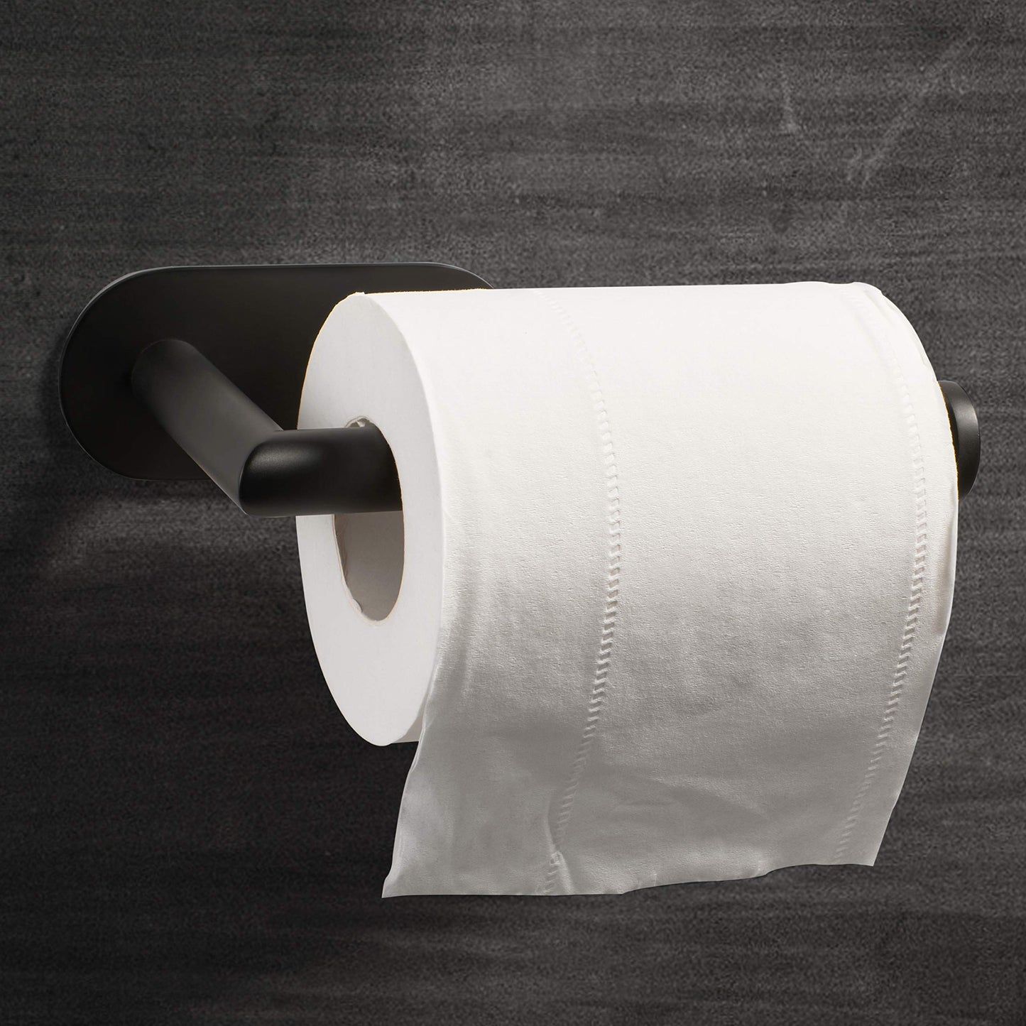 HITSLAM Matte Black Toilet Roll Holder Self Adhesive 304 Stainless Steel Stick on Toilet Paper Holder for Bathroom