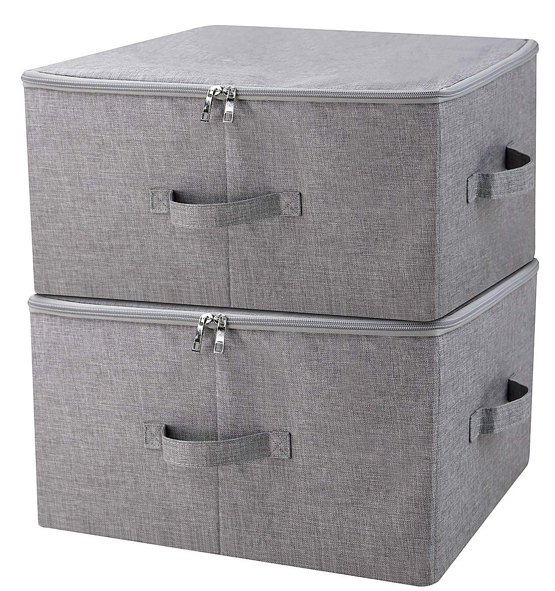 iwill CREATE PRO Storage Containers, Stacked Storage Box with Lid, Wardrobe Drawer, Dark Grey, Pack of 2 Darkgray