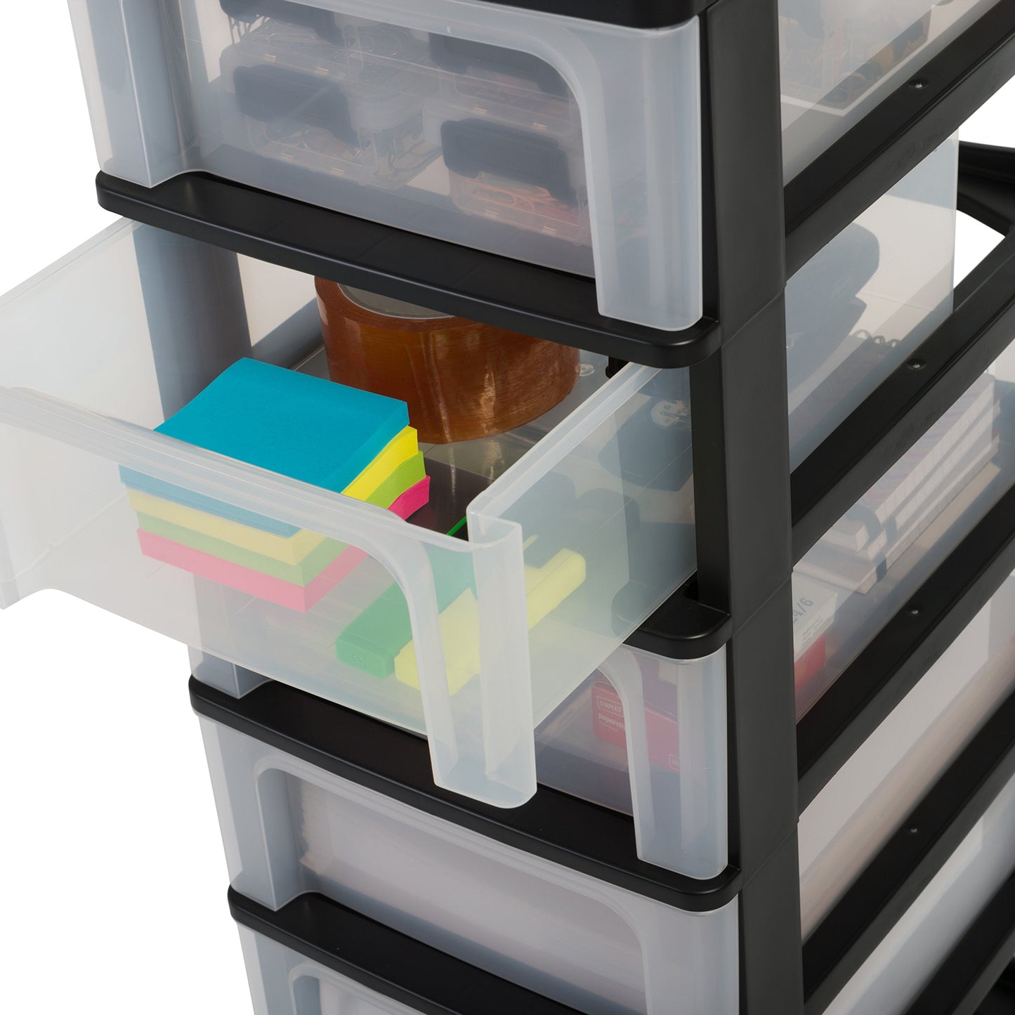 Iris Ohyama, Plastic Drawers Storage Unit, Plastic Storage Drawers, A4 Format, H60.5cm/5 Drawers, BPA Free, Black, W35.5 x D26 x H60.5cm, OCH-2005 H60.5cm / 5 Drawers