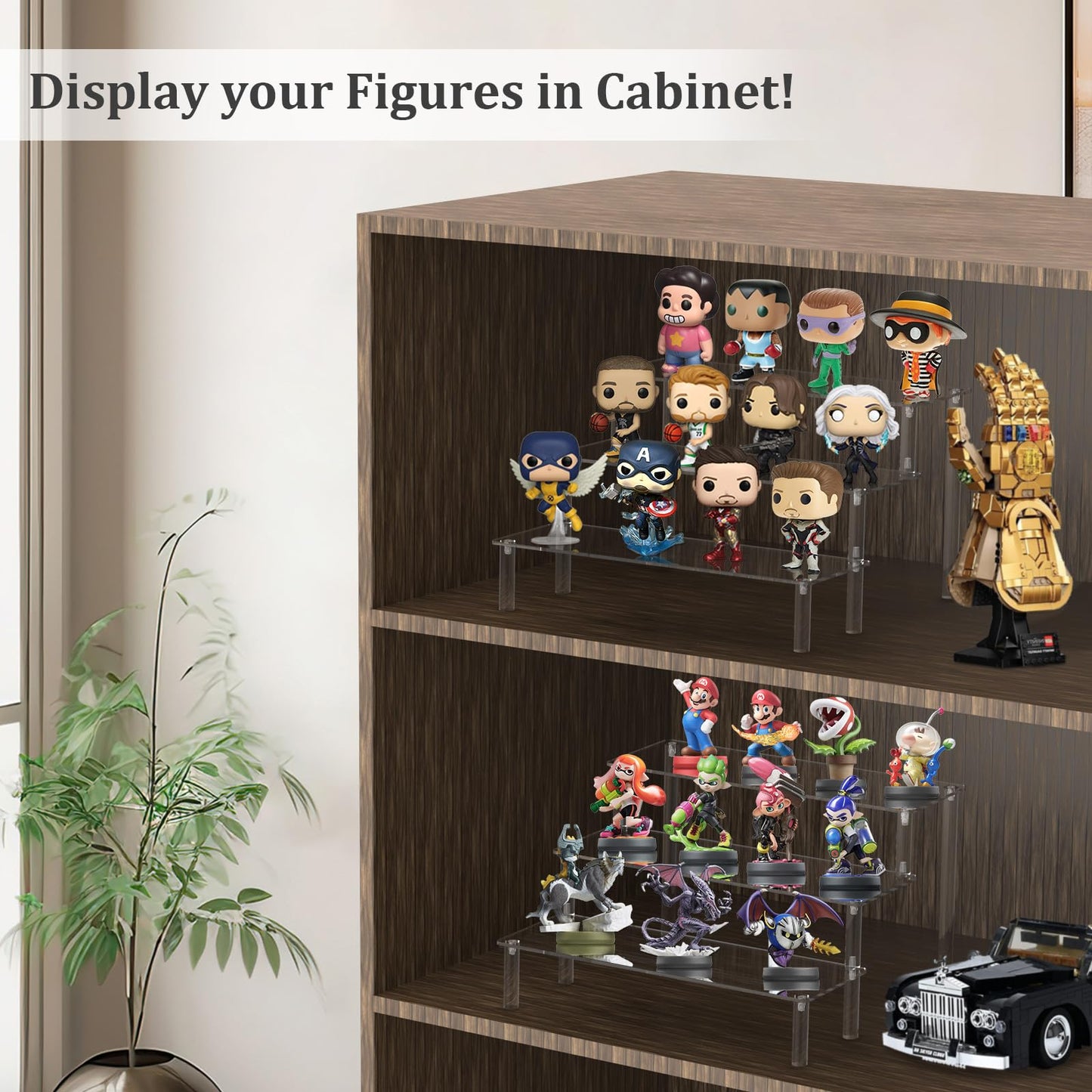 Acrylic Riser Clear Display Stand Cologne Organizer Acrylic Shelves 3 Tier Shelf for Amiibo Funko Figures Toys Cupcake Food Desserts Perfume Collection (1 PACK) 1 PACK