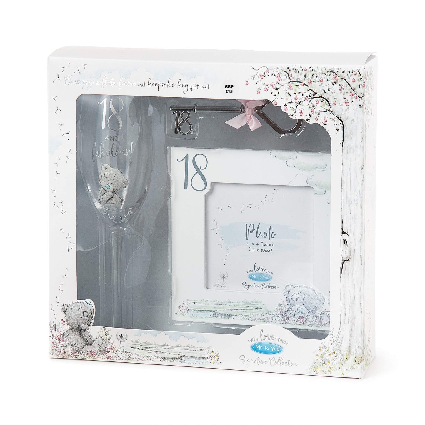 Me to You Tatty Teddy 18th Birthday Gift Set with Champagne Flute, Photo Frame and Keepsake Key - Official Collection Single