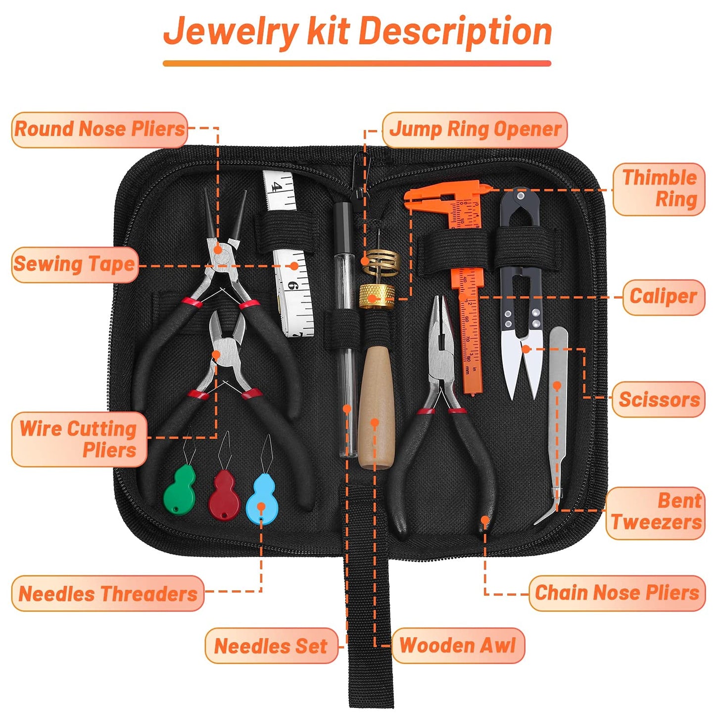 Jewelry Making Supplies Kit, Jewellery Making Kits with Jewellery Pliers Jewelry Wire Jewellery Making Tools Jewelry Findings Ring Measurement Tool for Jewelry Making & Repair Ring Earring Bracelet Style 2