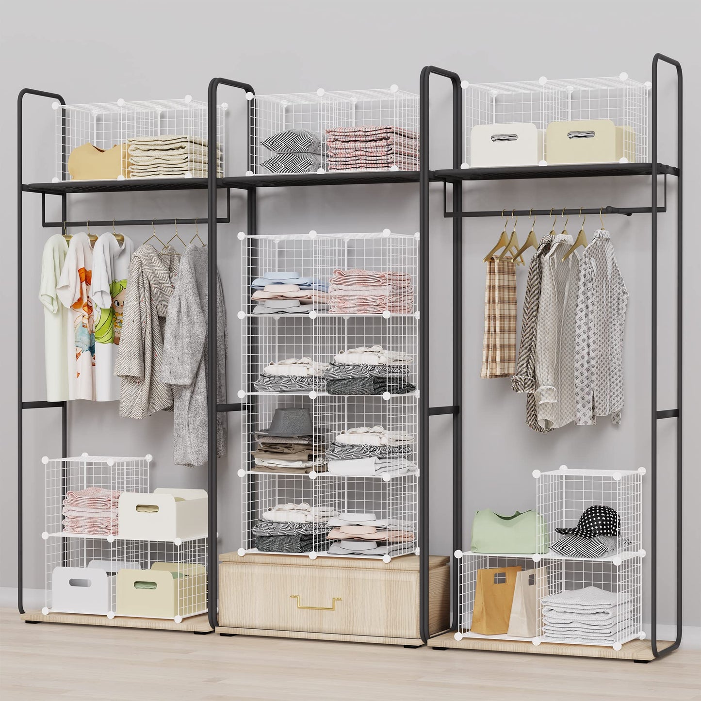 HOMIDEC 9 Cube Wire Storage Shelves, Multifunctional DIY Wire Fence Wardrobe Closet Cabinet Bookcase Bookshelf Perfect for Office/Livingroom/kitchen/Bathroom Large White