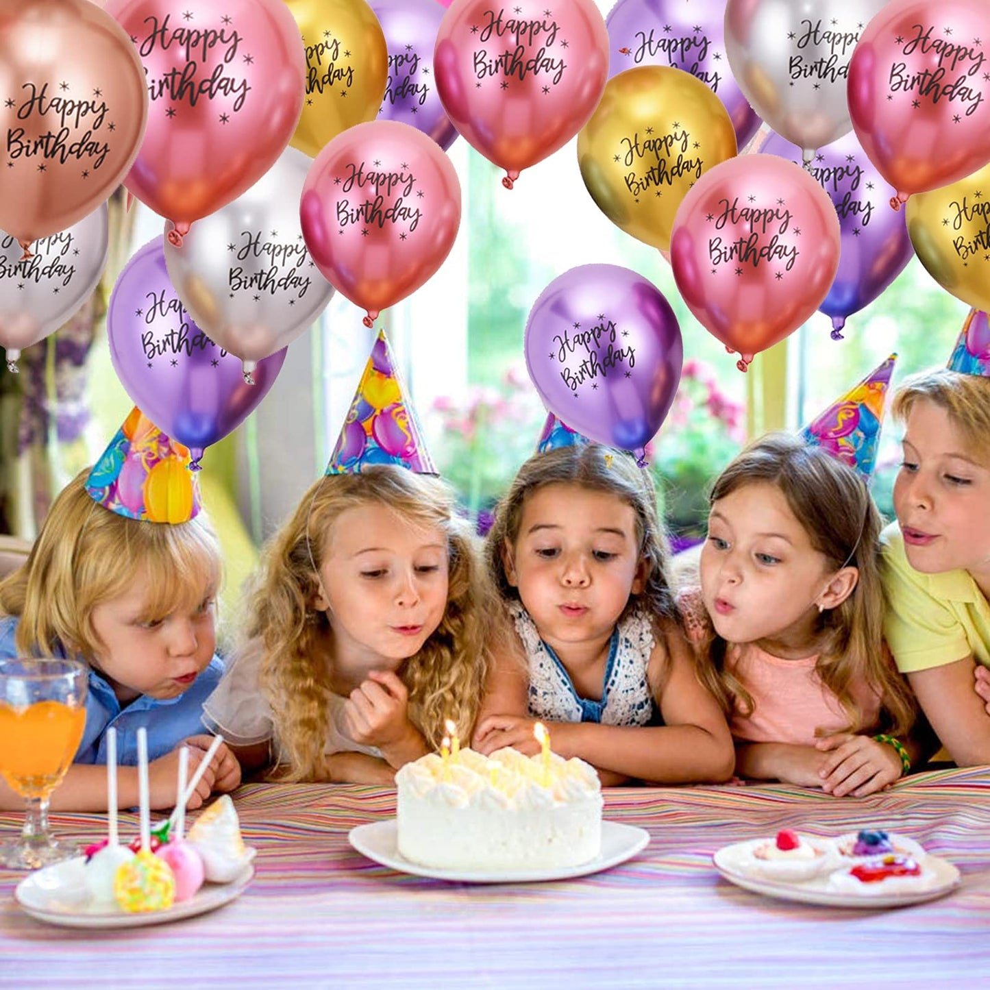 Happy Birthday Metallic Balloons,20 PCS 12 Inch Shiny Metallic Balloon Latex Balloon Happy Birthday Balloons 20pcs