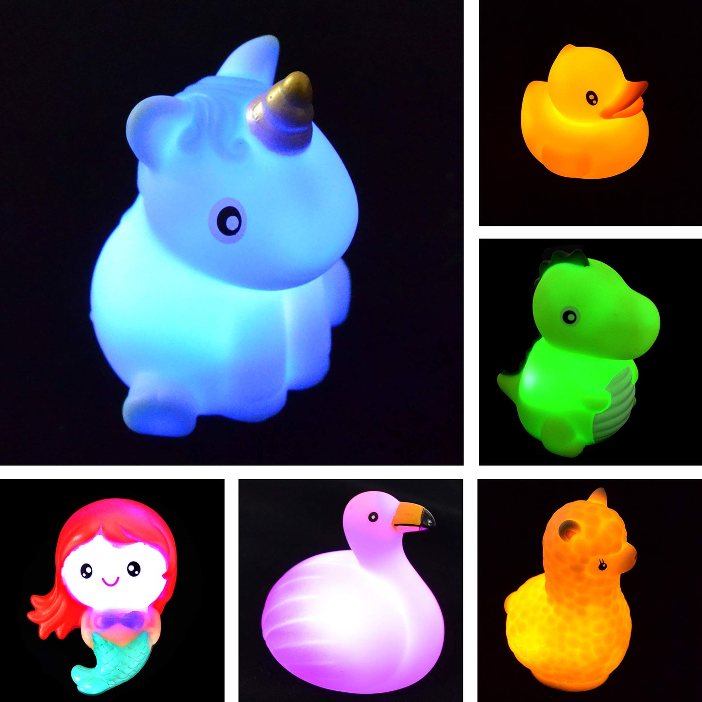 JOYIN 6 Pcs Pre-Filled Easter Eggs with Light-up Floating Bath Toys for Kids Toddler Easter Eggs Hunt, Easter Basket Stuffers/Fillers, Filling Treats, Party Favor, Classroom Prize Supplies Animal