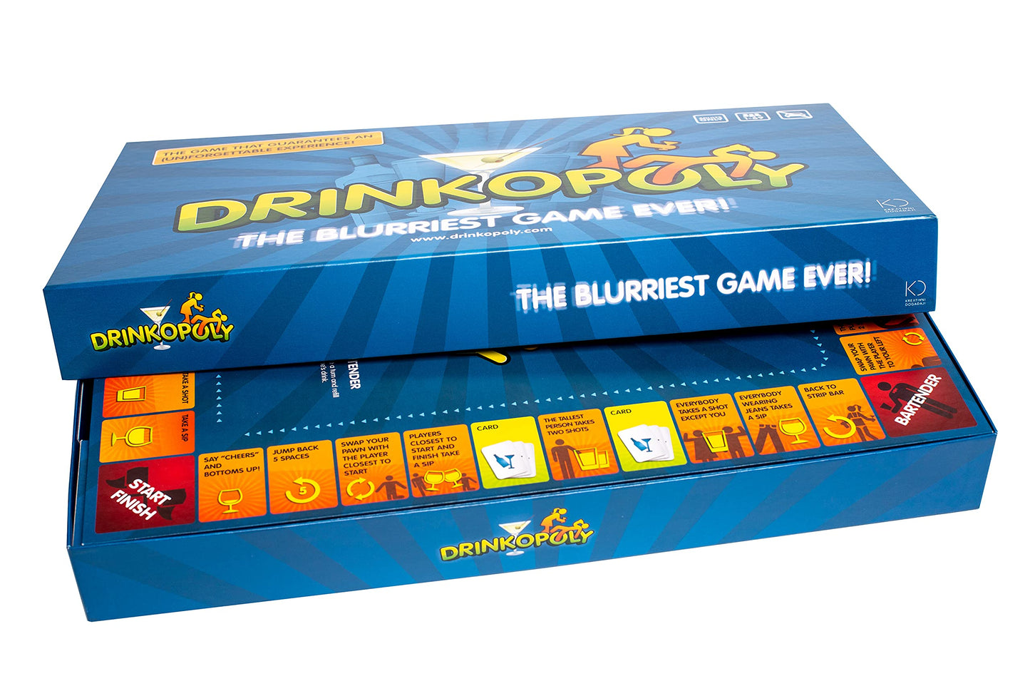 Drinkopoly - the King of Drinking Games - Combined Board/Table Party Games for Adults and Students with 50 Cards with Tasks, an (Un) Forgettable Experience, A Drinking Game Set Old Game