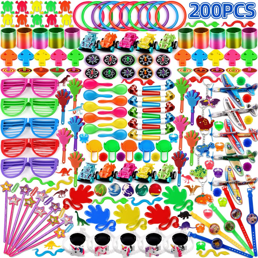 nicknack Bulk Party Bag Fillers for Kids, 200PCS Birthday Party Favours Toy Assortment, Loot Bag Pinata Fillers Classroom Giveaways & Rewards for Boys Girls (200PCS-2) 200PCS-2