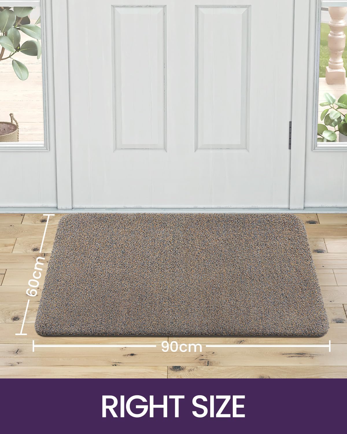 DEXI Dirt Trapper Door Mat, Non-slip Barrier Mats for Indoor and Outdoor, Super Absorbent Entrance Rug Machine Washable Soft Floor Mat Carpet, Brown-Blue, 60 x 90 cm Brown Mixed Blue