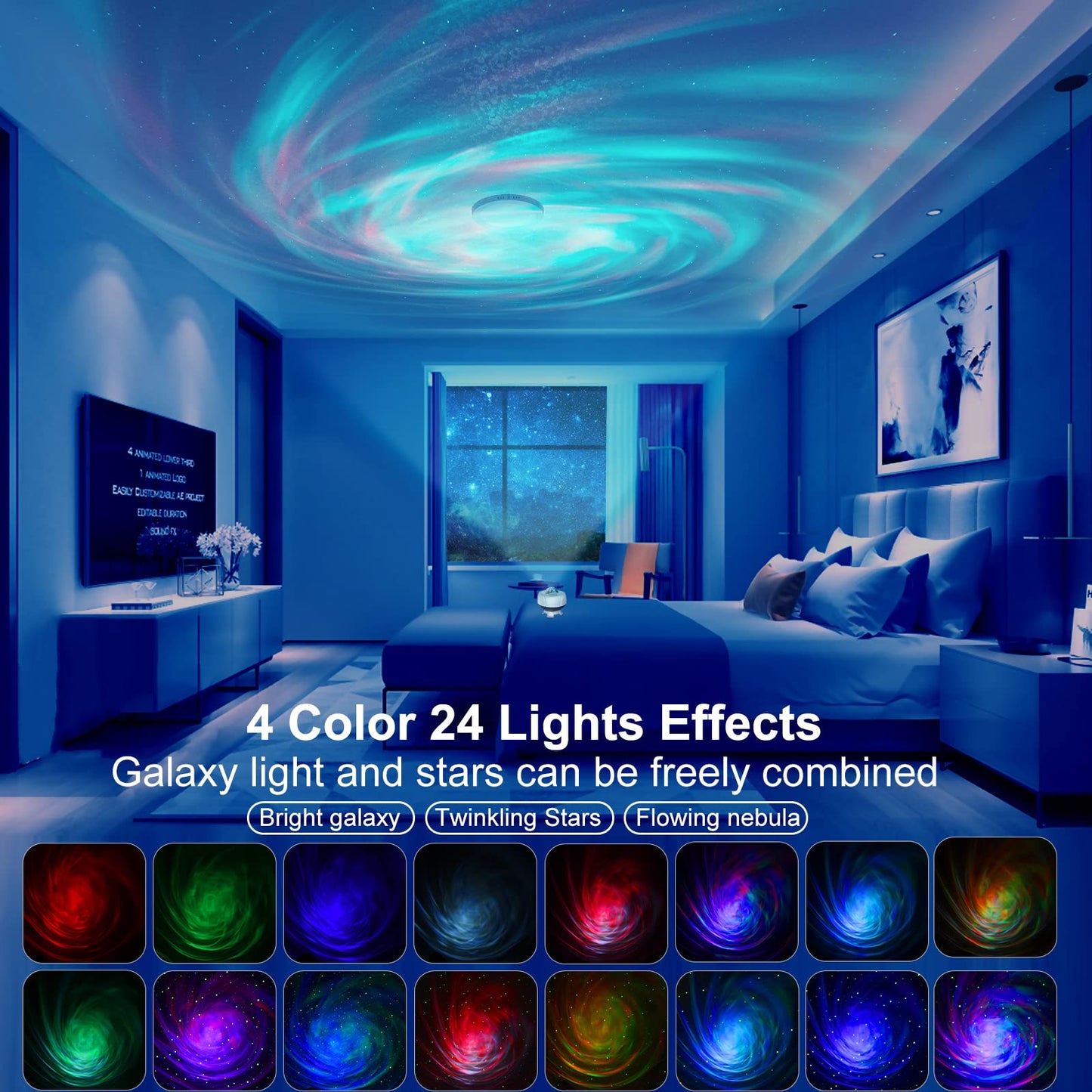 Cadrim Projector Star Galaxy Projector Universe Sky LED Night Light Starry Multicolor 3 in 1 Bluetooth Speaker 10 Levels Remote Control Timer Adjustable 90° Projection Lamp Bedroom Party Gift - White universe, nebula, stars