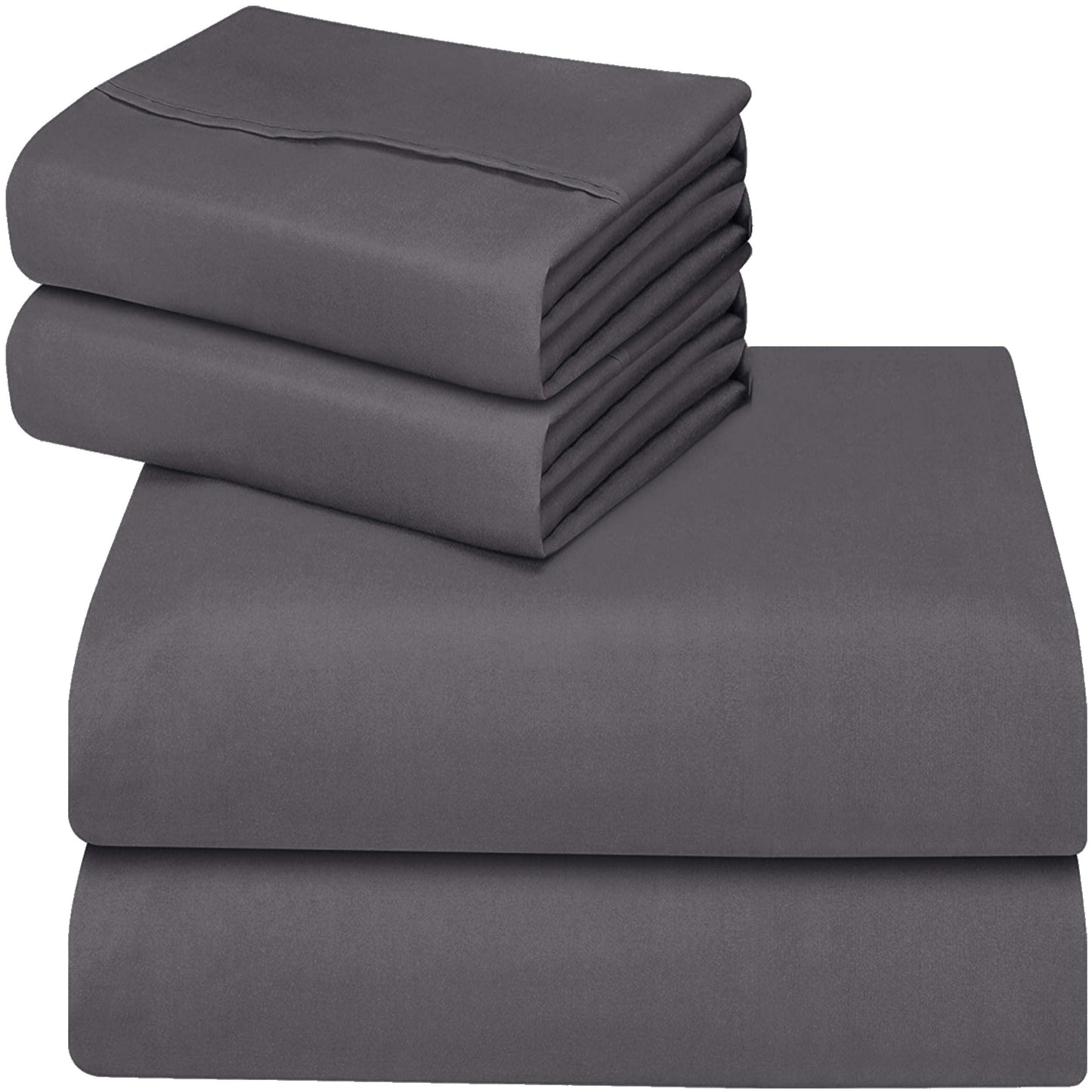 Utopia Bedding 4 Piece Bed Sheet Set (Double, Grey) – 1 Fitted & Flat Sheet with 2 Pillowcases – Wrinkle, Shrinkage and Fade Resistant – Soft Brushed Polyester Microfiber Fabric Double