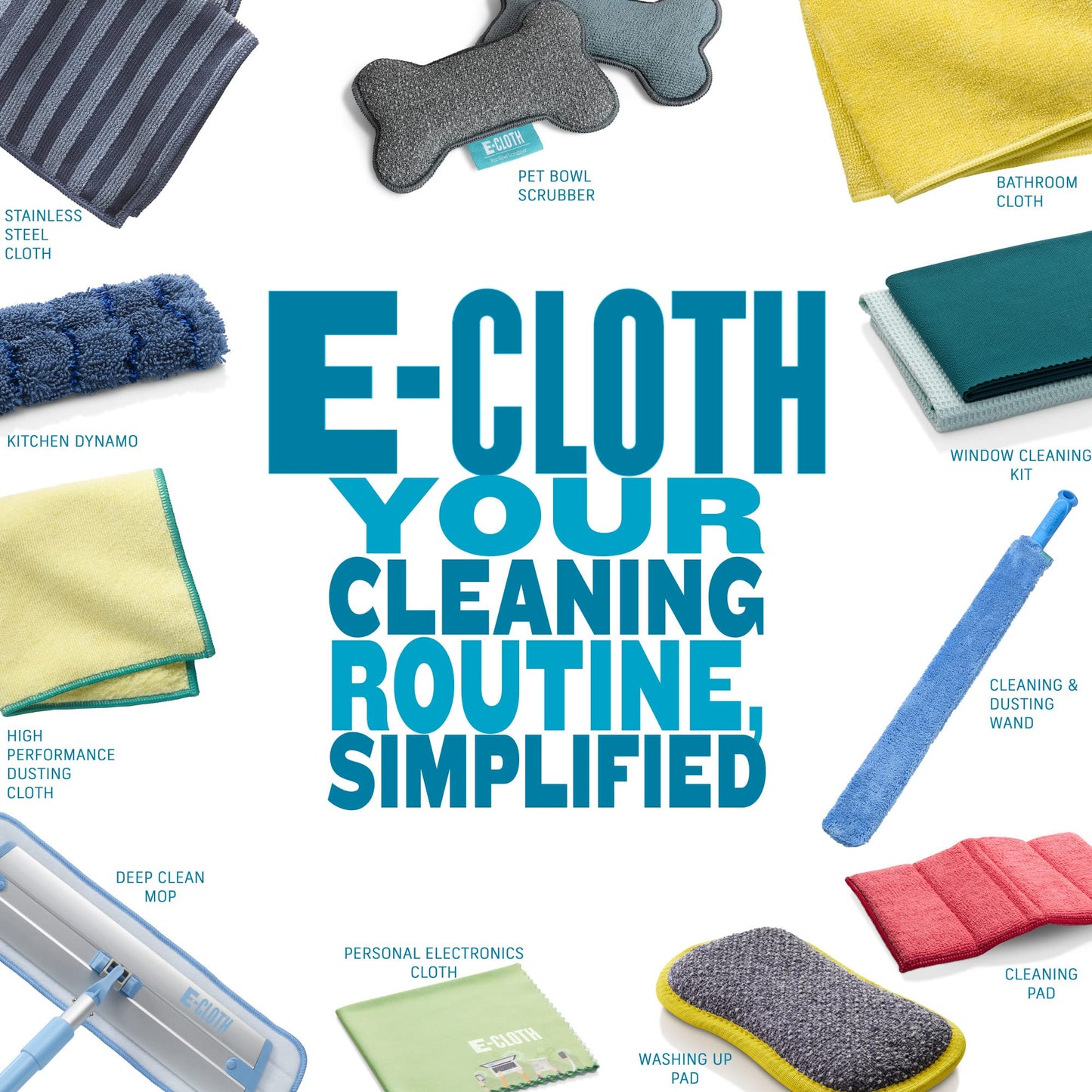 E-Cloth Cleaning & Dusting Microfibre Wand, Great for Cleaning and Dusting Surfaces, Washable and Reusable, 100 Wash Promise, Blue, 1 Pack Dusting Wand