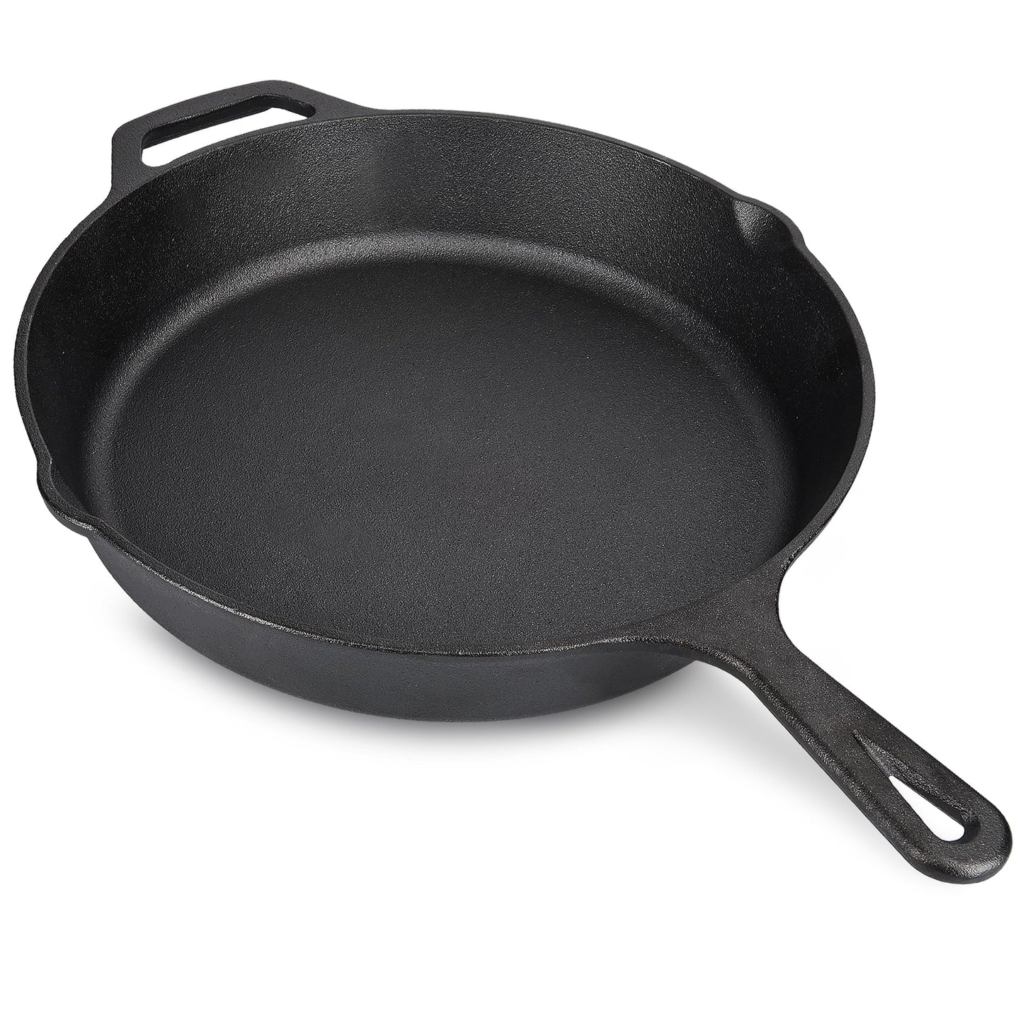 Navaris Cast Iron Skillet Pan - Pre-Seasoned 2 Handle Cast Iron Frying Pan Skillet for Oven, Stove, Barbecue, Campfire Cooking - 25 cm / 10 Inch