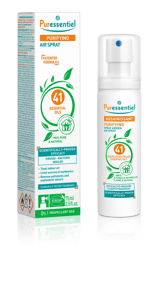 Puressentiel Purifying Air Spray 75 ml - 100% Natural Room Spray - Air Freshener - Odour Eliminator - Organic Essential Oils - For Your Home, Car & Office - Propellant gas and aerosol free