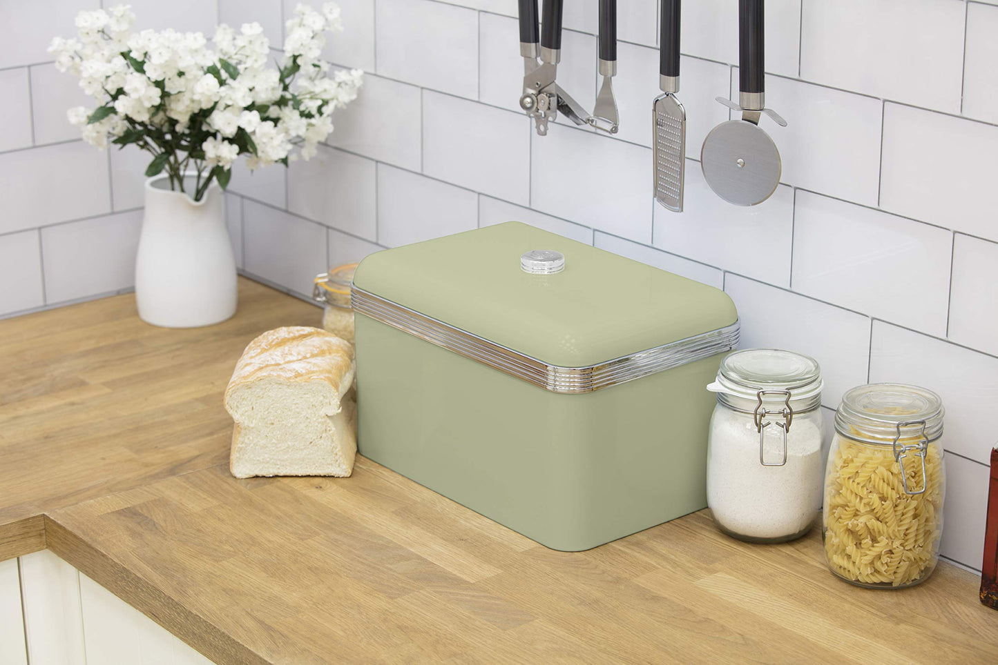 Swan SWKA1010GN Retro Bread Bin, Metal, 18 Litre, Green Green (Retro)