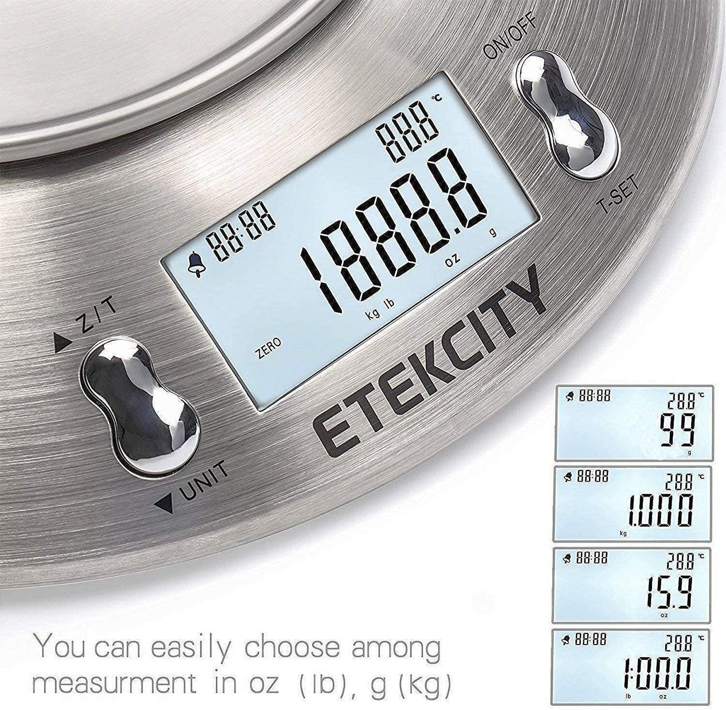 Etekcity Electronic Kitchen Scales with Stainless Steel Mixing Bowl, Timer and Temperature Sensor, Digital Wet and Dry Food Weighing Scale for Cooking and Baking-11lb/5kg bowl scale