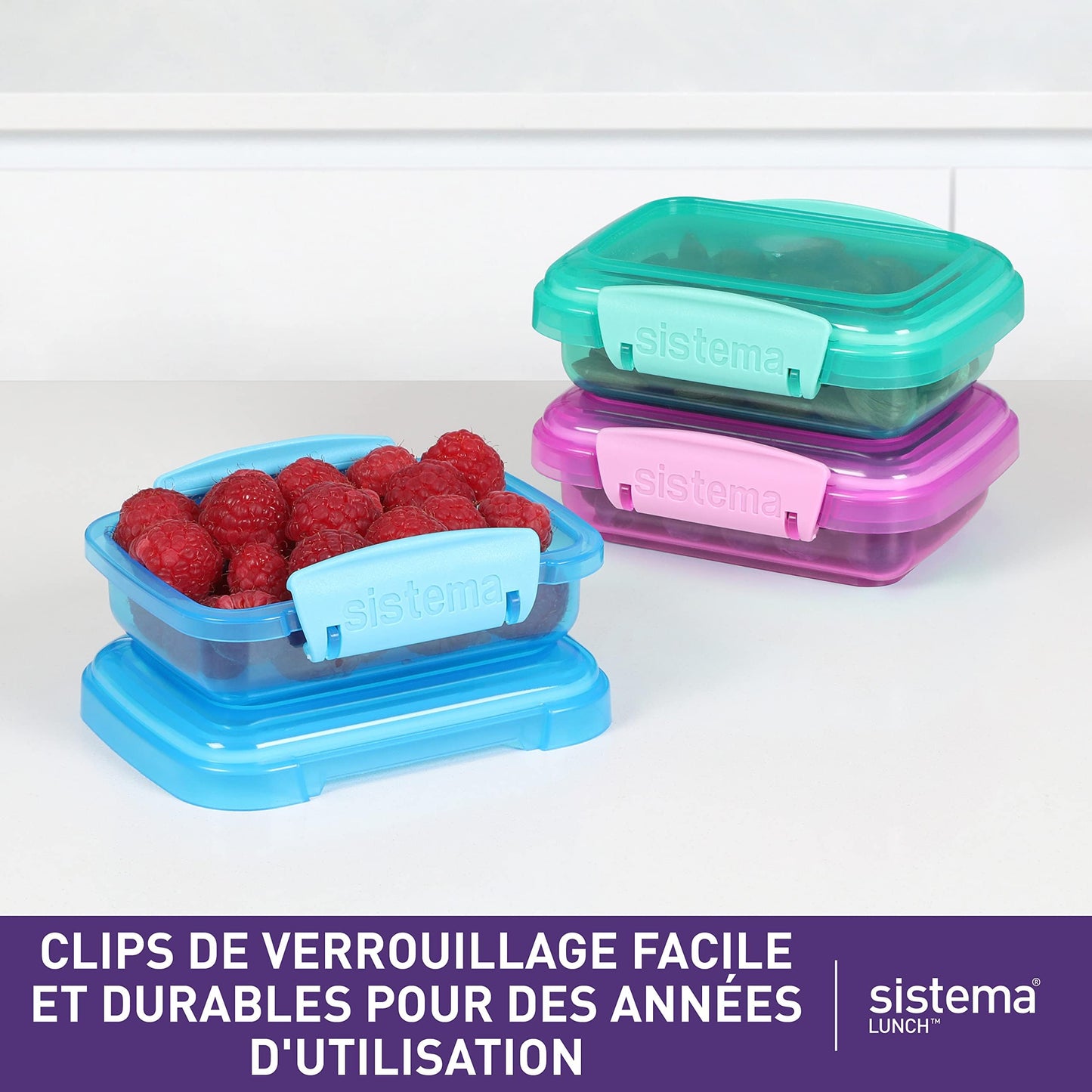 Sistema Lunch Food Storage Containers | 200 ml | Small Snack Pots | BPA-Free Plastic | Assorted Colours | 3 Count Set of 3 3 x 200 ml