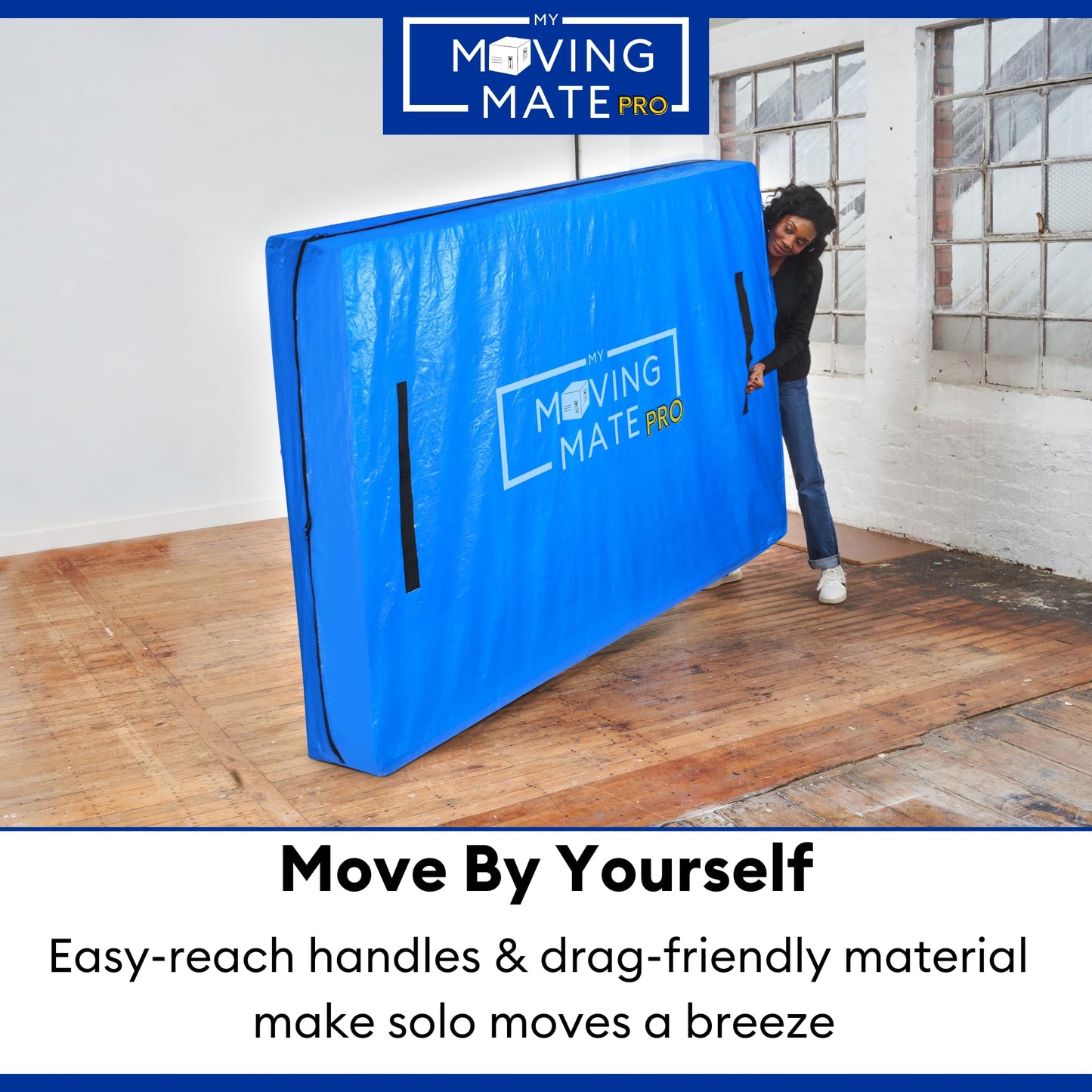 Double Size Mattress Bag for Moving and Storage with 8 Handles and Zip - Tarp Plastic Mattress Cover for Moving and Storage - Professional Grade Mattress Storage Bags - Heavy Duty, Reusable Double - Pro Version