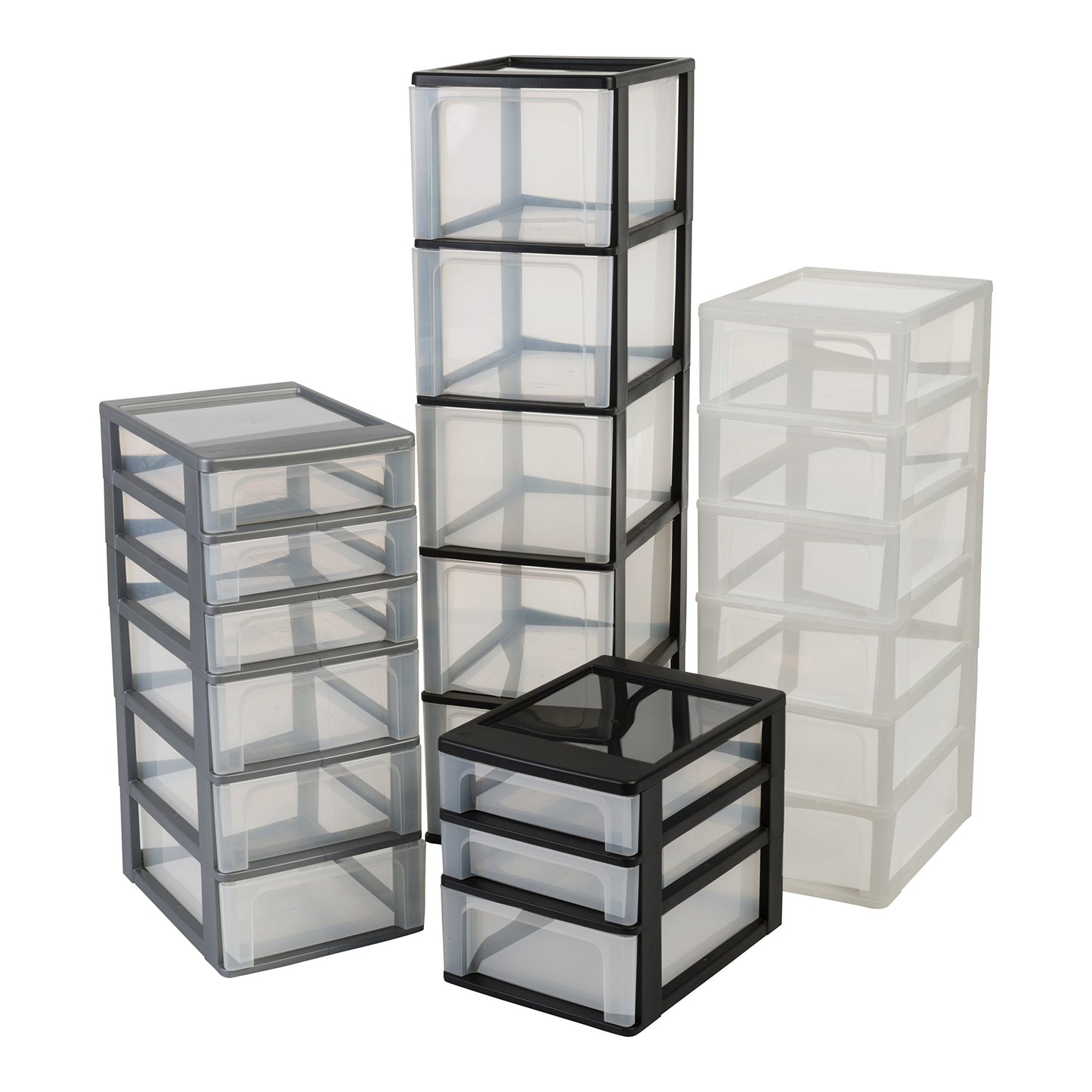 Iris Ohyama, Plastic Drawers Storage Unit, Plastic Storage Drawers, A4 Format, H60.5cm/5 Drawers, BPA Free, Black, W35.5 x D26 x H60.5cm, OCH-2005 H60.5cm / 5 Drawers