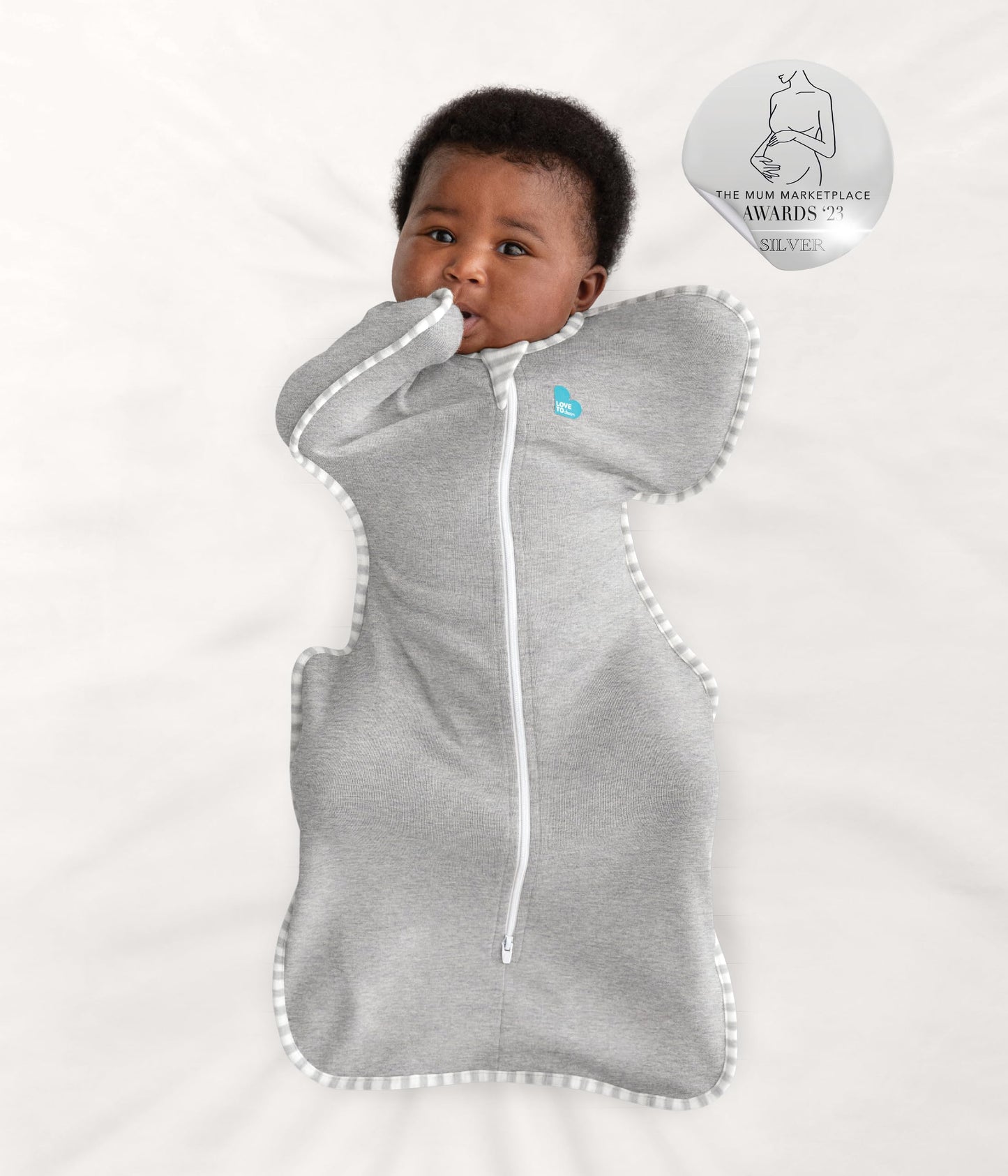 Love To Dream Swaddle Up Original, Small (3.5-6kg), Ideal Fabric for Moderate Temperatures (20-27°C), Arms Up Position, Hip-Healthy, Twin Zipper for Easy Nappy changes, Grey