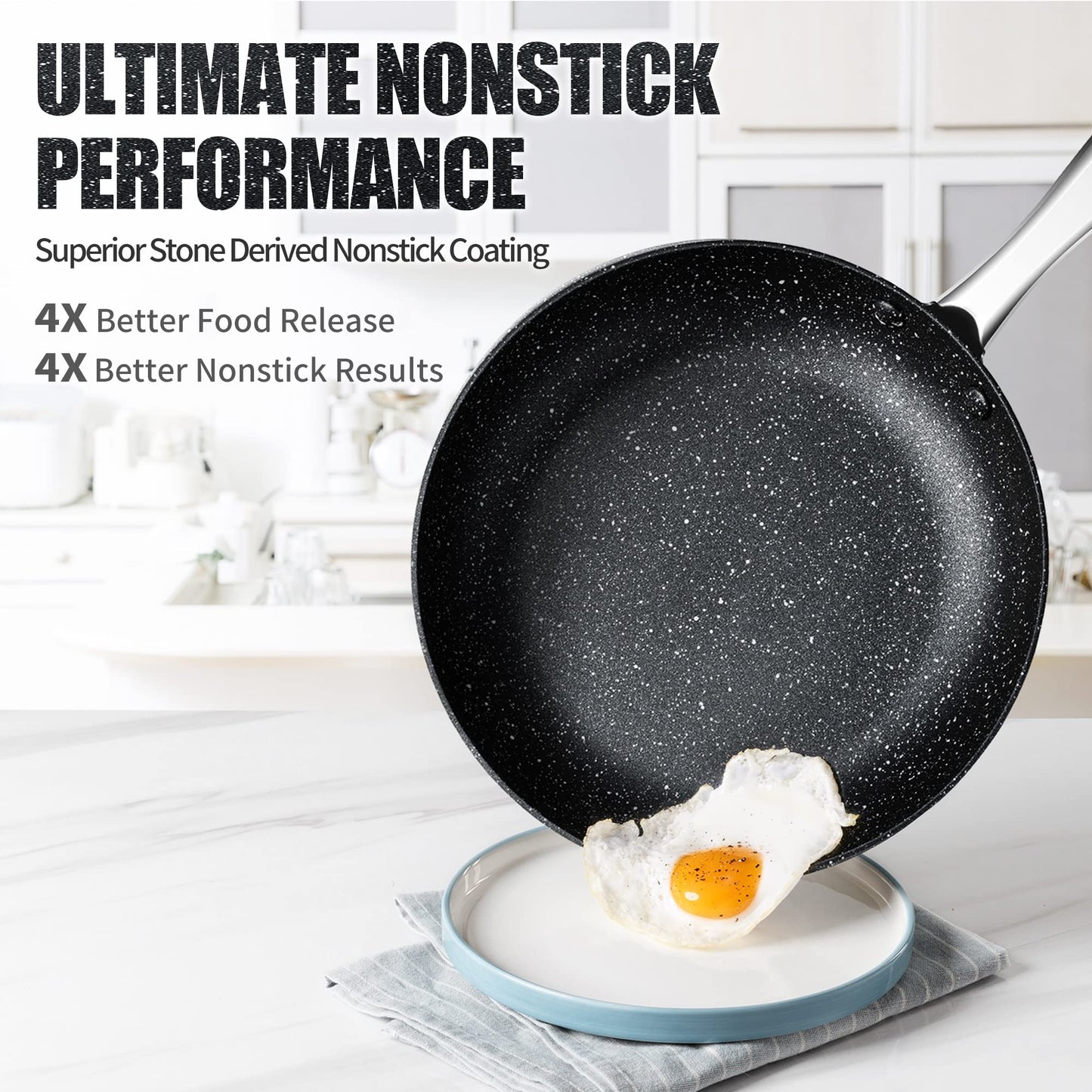 MICHELANGELO Frying Pan with Lid 20cm, Hard Anodized Non Stick Frying Pans 20cm, Small Frying Pan 20cm, Frying Pan with Lid with Stainless Steel Handle Black