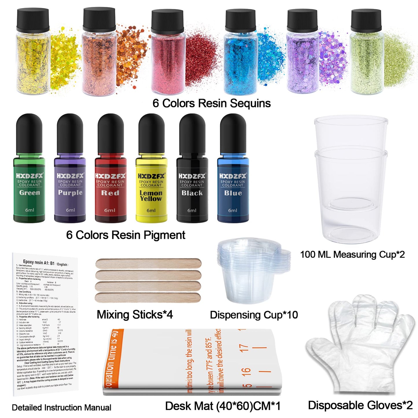 Epoxy Resin Crystal Clear Kit For Beginners - 2 Part 520ml/20oz Clear Coating Resin Starter Kit- Resin Art Casting Jewellery Making Kit for Wood, Table, Tumbler, Bonus Measuring Cup, Sticks and Gloves Epoxy Resin 520ml