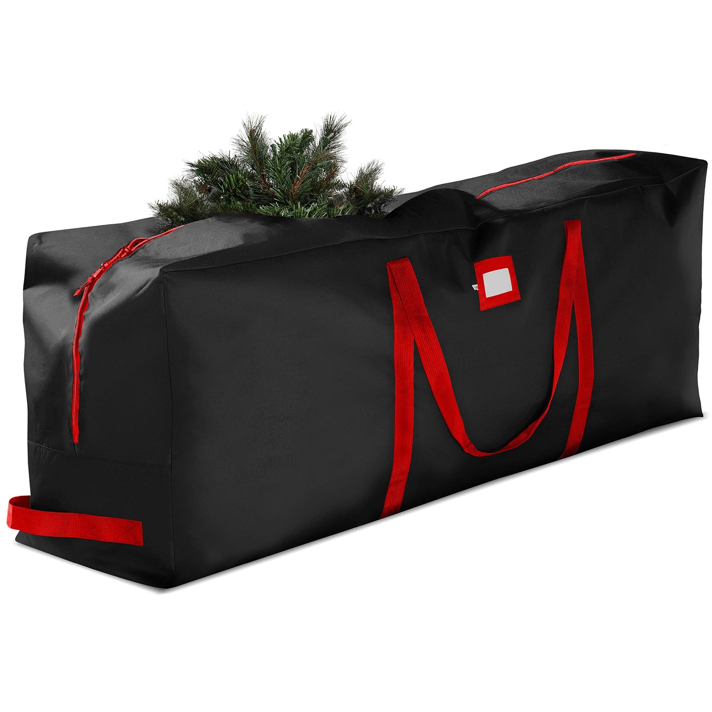 Premium Jumbo Christmas Tree Storage Bag - Fits Up to 9 FT. Tall Artificial Christmas Trees, Durable Handles, Sleek Dual Zipper & Card Slot - Xmas Bag Made of Tear Proof 600D Oxford - 5 Year Warranty Black