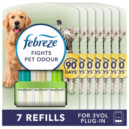 Febreze 3Volution Plug In Air Freshener Refill, 20ML X 7, Pet Odour Eliminator, Leaves A Fresh Scent (New) Pet