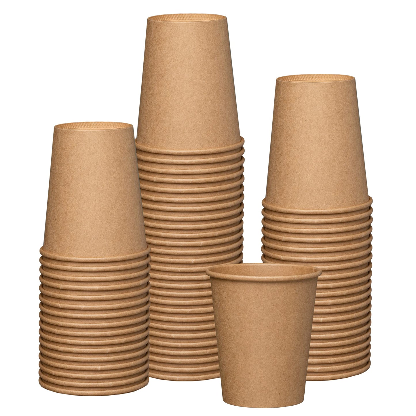 [100 Pack] 8 oz. - 240 ml Kraft Paper Hot Coffee Cups- Unbleached 8 oz.