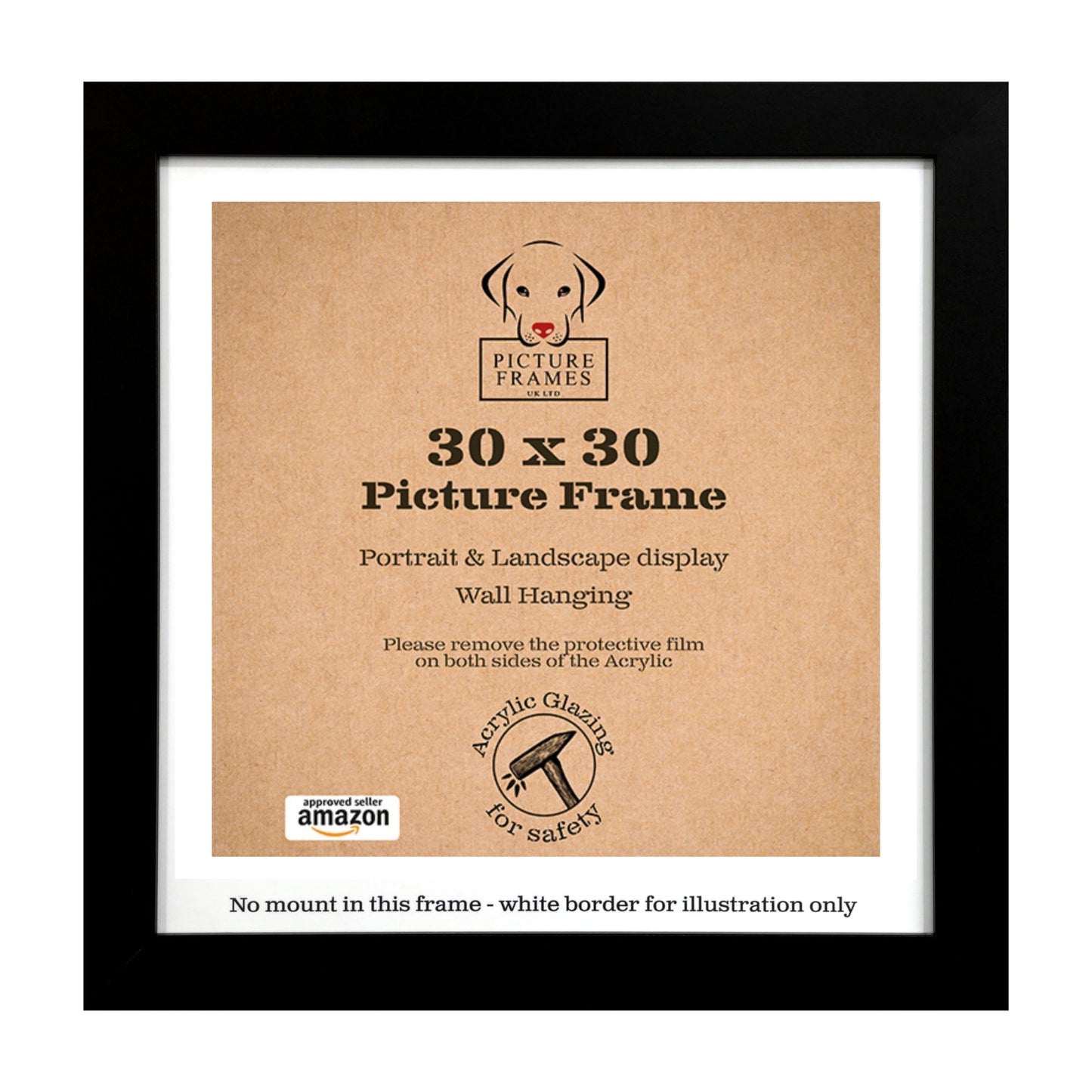 Contemporary Black Picture Frame - 30x30 cm - Versatile & Elegant Design, Ideal for Displaying Art, Photographs, and Certificates