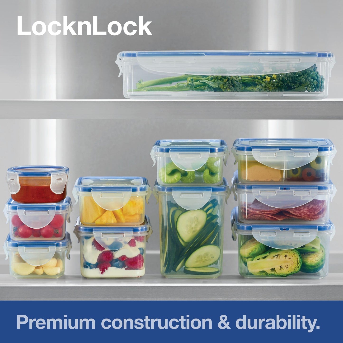 LocknLock Round Food Containers with Lids Set of 5 - Plastic Airtight & Watertight Food Storage Containers, BPA Free & Dishwasher Safe, 5 x 700ml