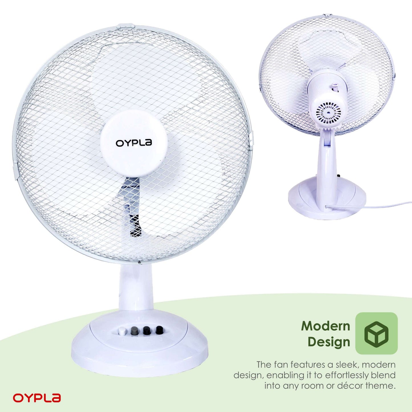 Oypla Electrical 12" 3 Speed Oscillating Electric Desk Home Office Fan