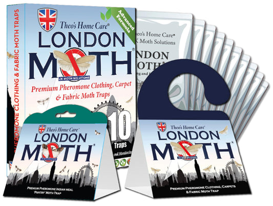 LONDON MOTH KILLER. 10 Premium Pheromone Moth killers | 8 x Wardrobe Clothes & Carpet Moth Traps and 2 x Indian Meal Pantry Traps | Complete Anti Moth Treatment for the Home | Inc. eBook. Multi Purpose