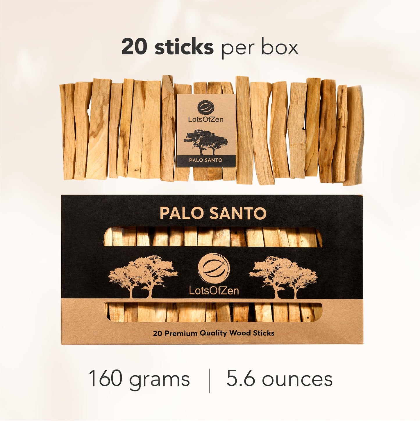 LOTS OF ZEN Palo Santo Sticks Authentic (Approx. 160 Grams | 5.6 Oz) — Large Pack — 100% Natural Spiritual Cleansing Palo Santo Smudge Sticks from Peru — Wild Harvested Sustainably Hand Picked