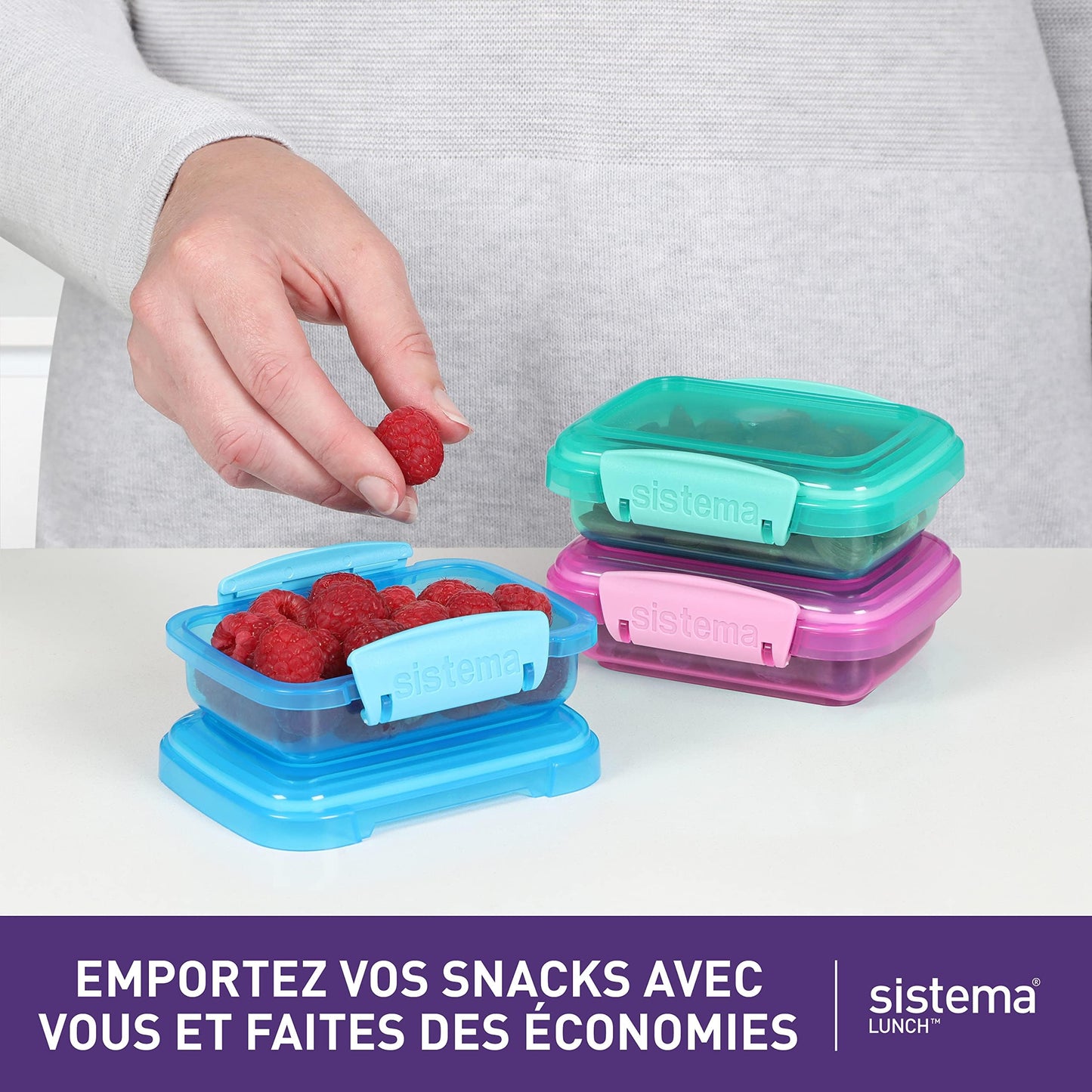 Sistema Lunch Food Storage Containers | 200 ml | Small Snack Pots | BPA-Free Plastic | Assorted Colours | 3 Count Set of 3 3 x 200 ml