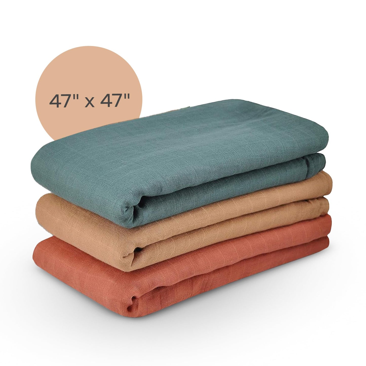 Fern & Avery Muslin Swaddle Blankets - Comfy Receiving Preemie Swaddle Blanket for Boys & Girls - Lightweight Breathable Bamboo Viscose & Cotton - Gender Neutral Receiving Blankets - Forest 3-Pack Rust