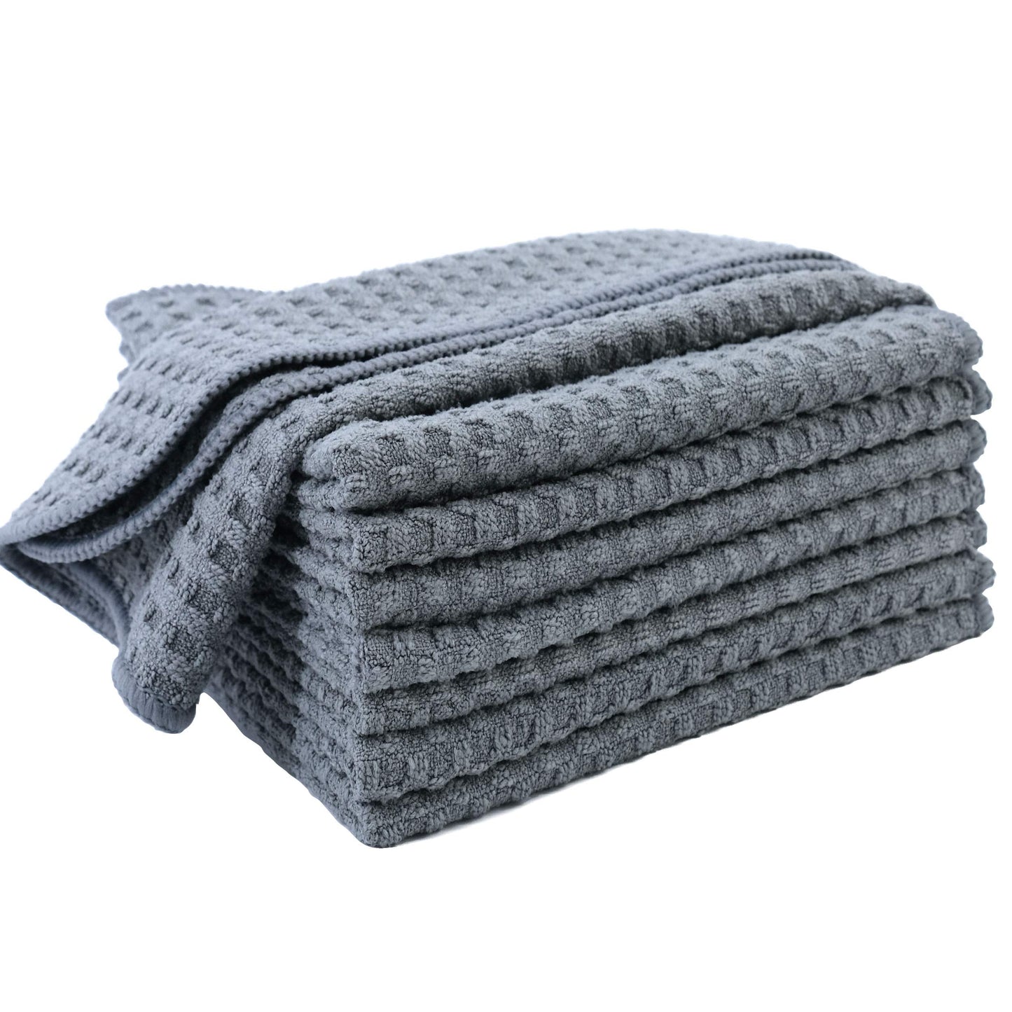 POLYTE Ultra Premium Microfibre Kitchen Dish Cloth Waffle Weave, 8 Pack (30x30 cm, Grey) 30x30 cm