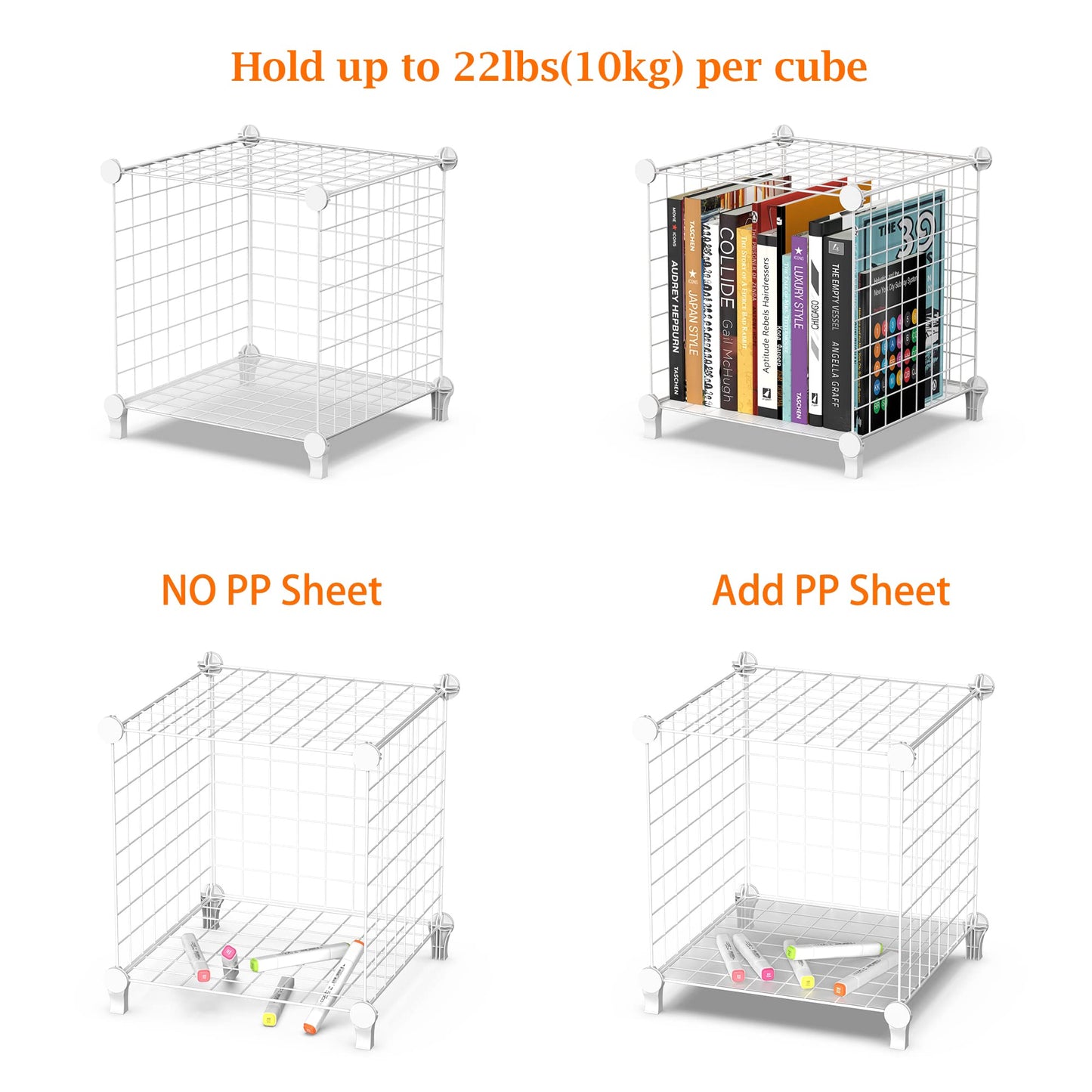 HOMIDEC 9 Cube Wire Storage Shelves, Multifunctional DIY Wire Fence Wardrobe Closet Cabinet Bookcase Bookshelf Perfect for Office/Livingroom/kitchen/Bathroom Large White