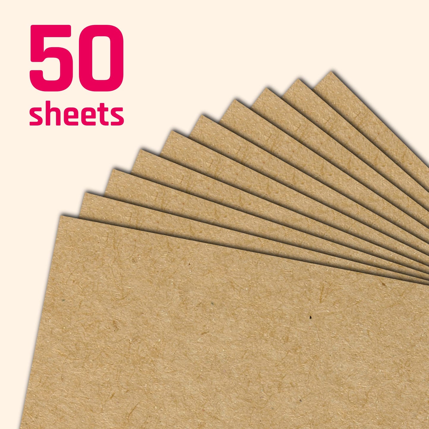 50 Sheets, Brown Kraft Paper Card A4 - 200gsm A4 (50 Sheets)