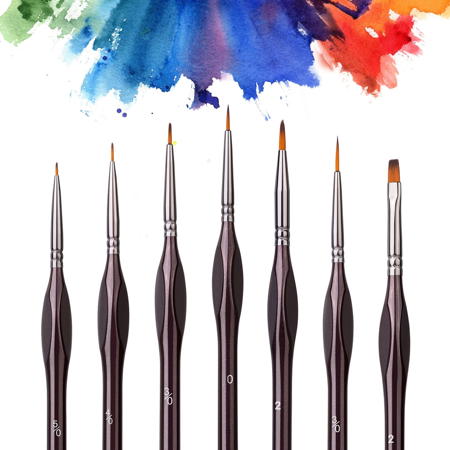 Amazon Basics Detail Paint Brush Set, 7 Count, Brown 7-Brush Set