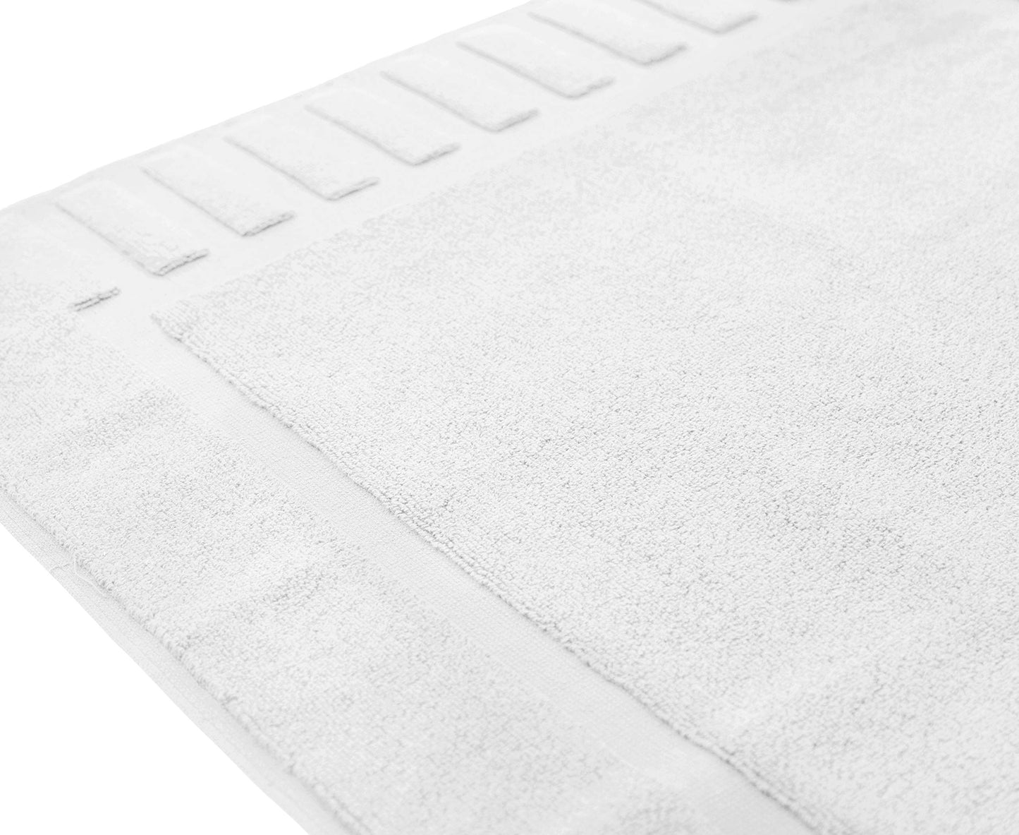 White Classic 100% Ring Spun Cotton Banded Bath Mats - 56 x 86 cm - Highly Absorbent and Machine Washable Shower Bathroom Floor Towel - White, 2 Pack 01: White