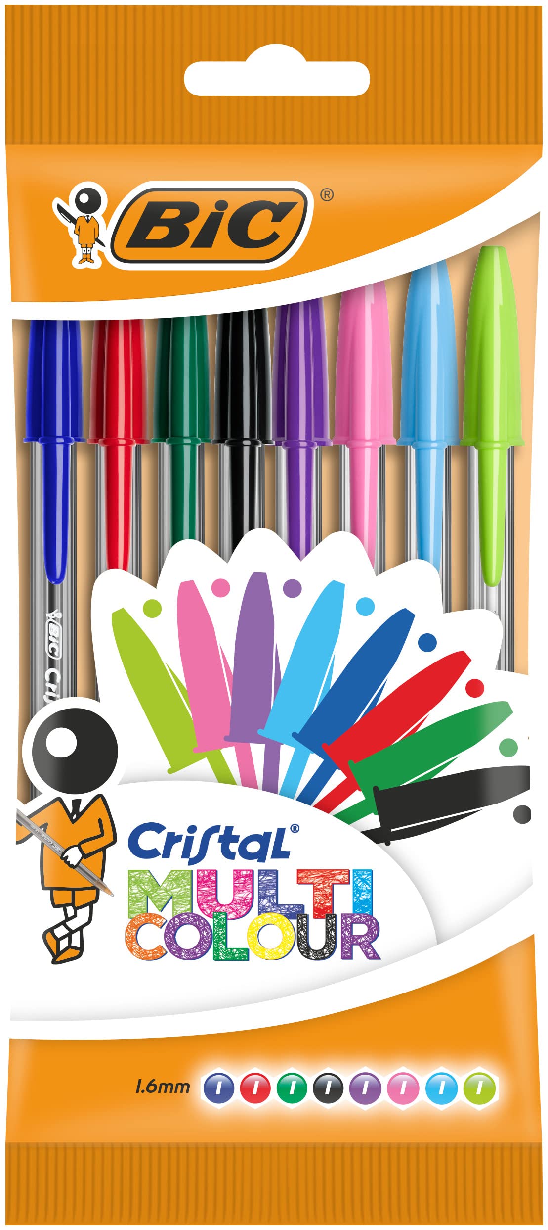 BIC Cristal Ballpoint Pens - Pack of 8 - Assorted Colours (Fashion + Standard) - 1.6 mm Tip with Smooth Writing