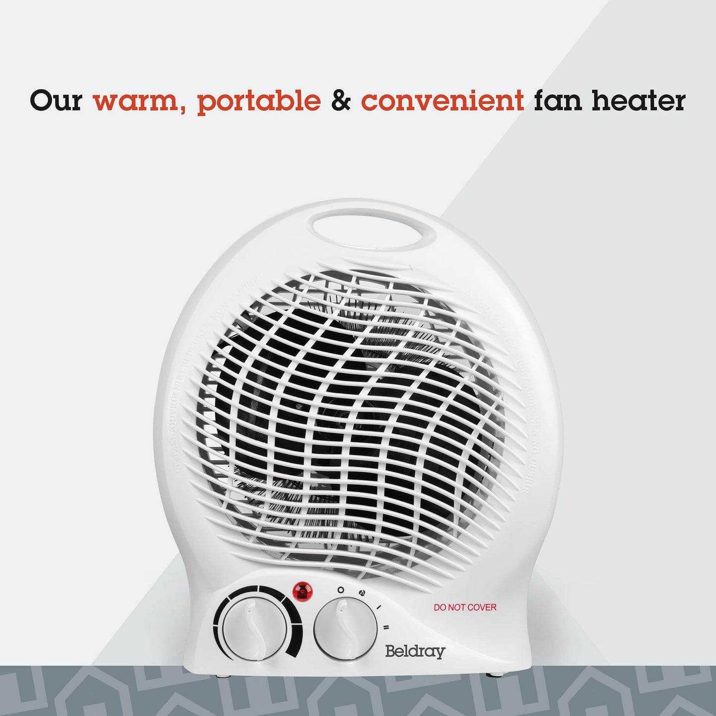 Beldray EH0567 Electric Fan Heater – Thermo Fan Heater, 2 Heat Settings, Cool Air Function, Adjustable Thermostat, Lightweight & Portable, Carry Handle, Dial Control, Overheat Protection, 1000/2000W Single Heater Round Fan Heater/Cooler