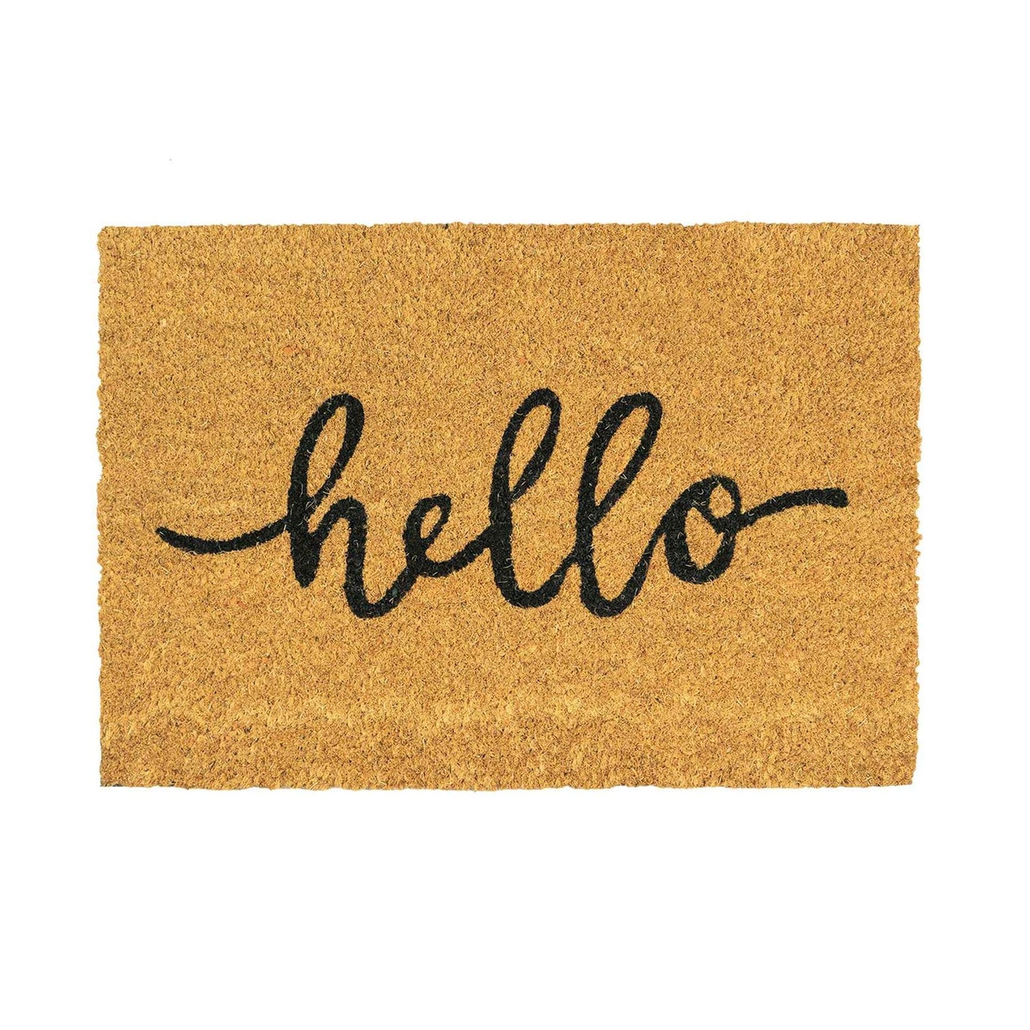 Nicola Spring Non-Slip Coir Door Mat - 60 x 90cm - Hello - PVC Backed Welcome Mats Doormats 60cm x 90cm Brown