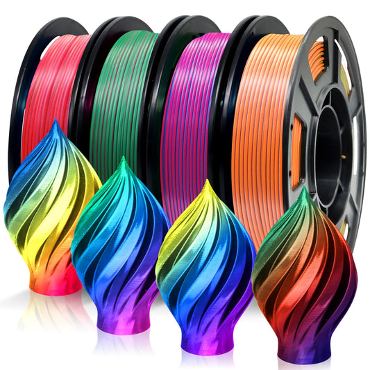 Eono PLA Filament 1.75mm Tricolor PLA 3D Printer Filament Coextrusion PLA Filament Like Rainbow PLA, 250g*4 Filament Sample Pack. 09 Multi Color PLA