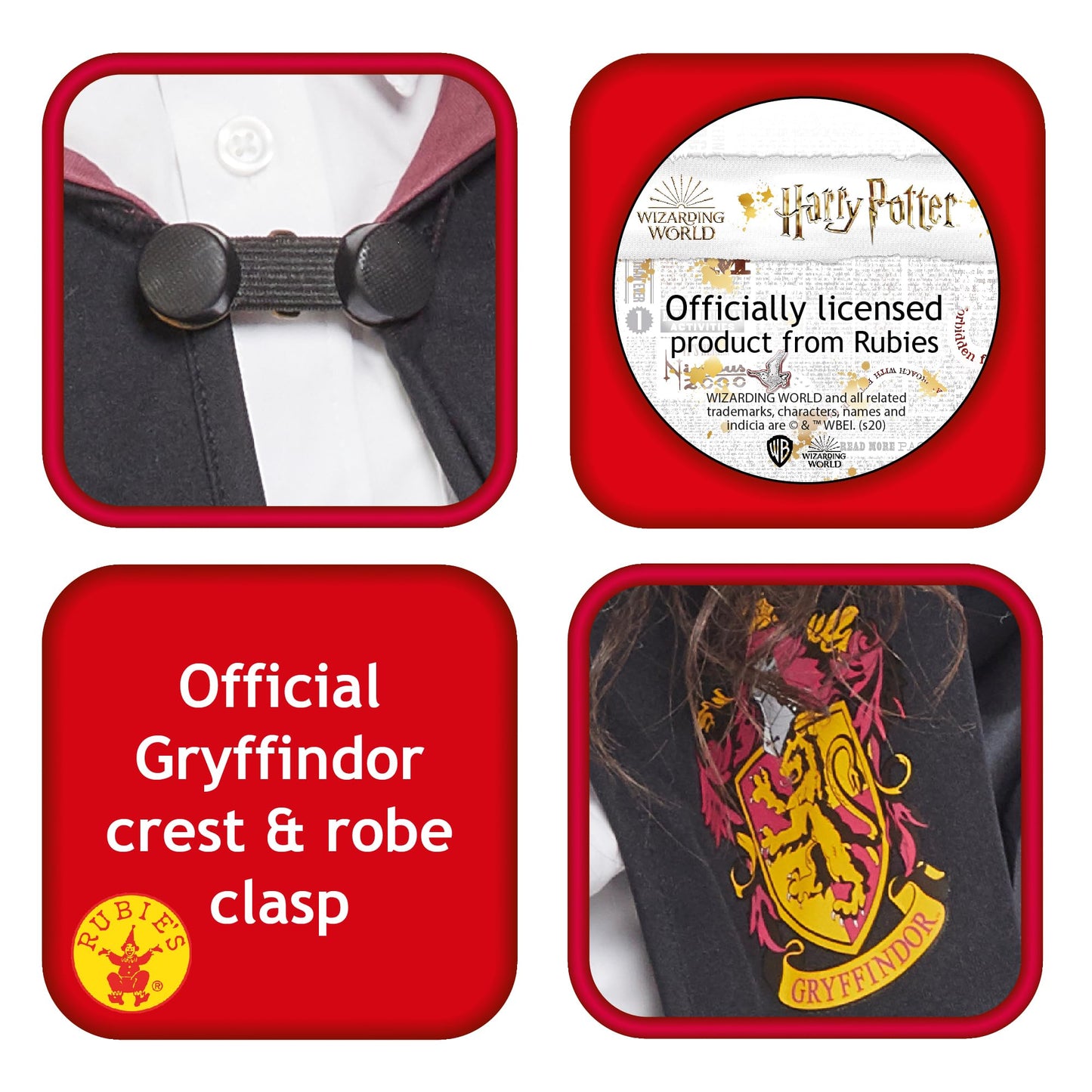 Rubie's Official Harry Potter Gryffindor Classic Robe Costume, Childs Fancy Dress 11-12 Years GRYFFINDOR ROBE Single