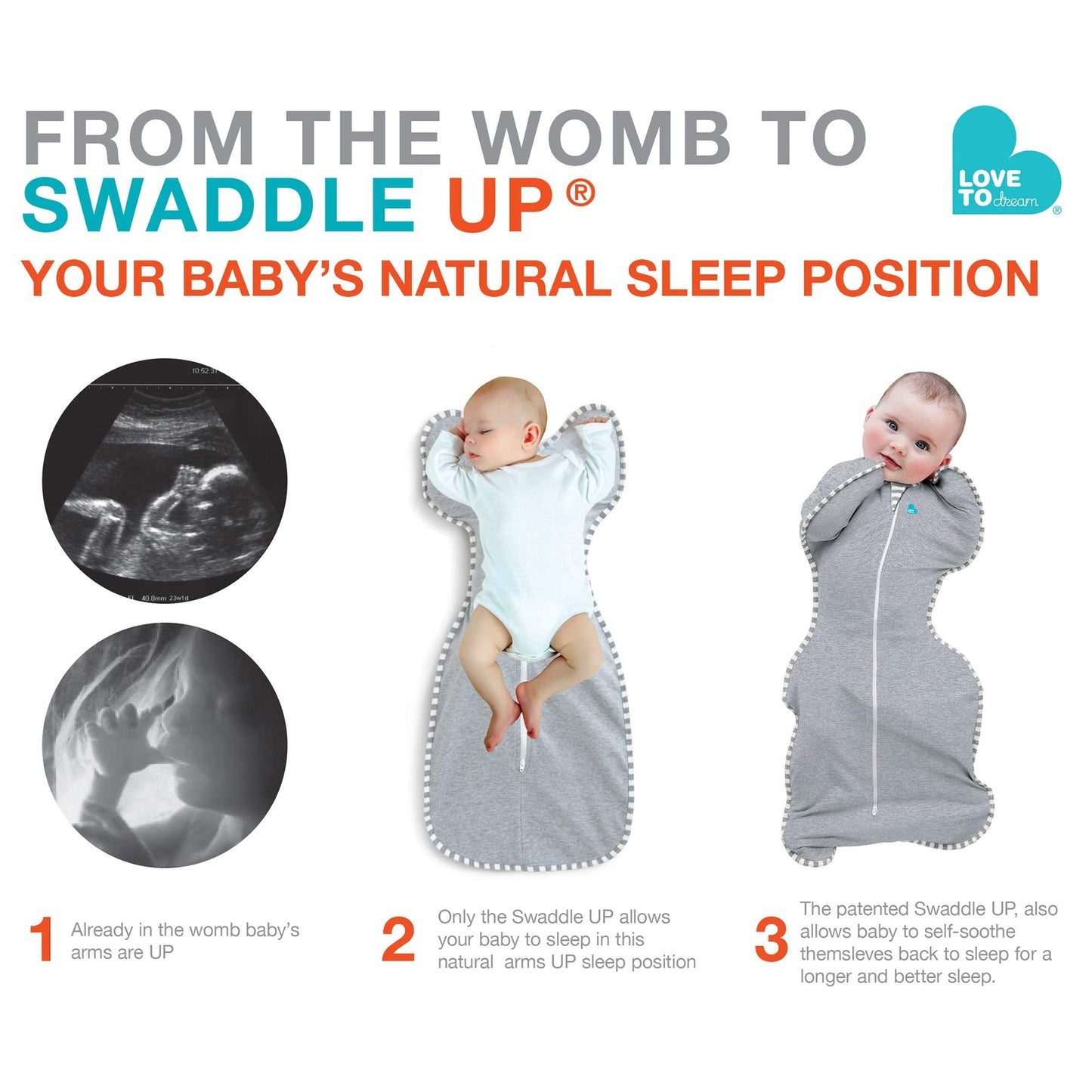 Love To Dream Swaddle Up Bamboo, Newborn (2.2-3.8kg), Ideal Fabric for Moderate Temperatures (20-24°C), Arms Up Position, Baby Swaddle, Twin Zipper for Easy Nappy changes, Cream Newborn (Pack of 1)