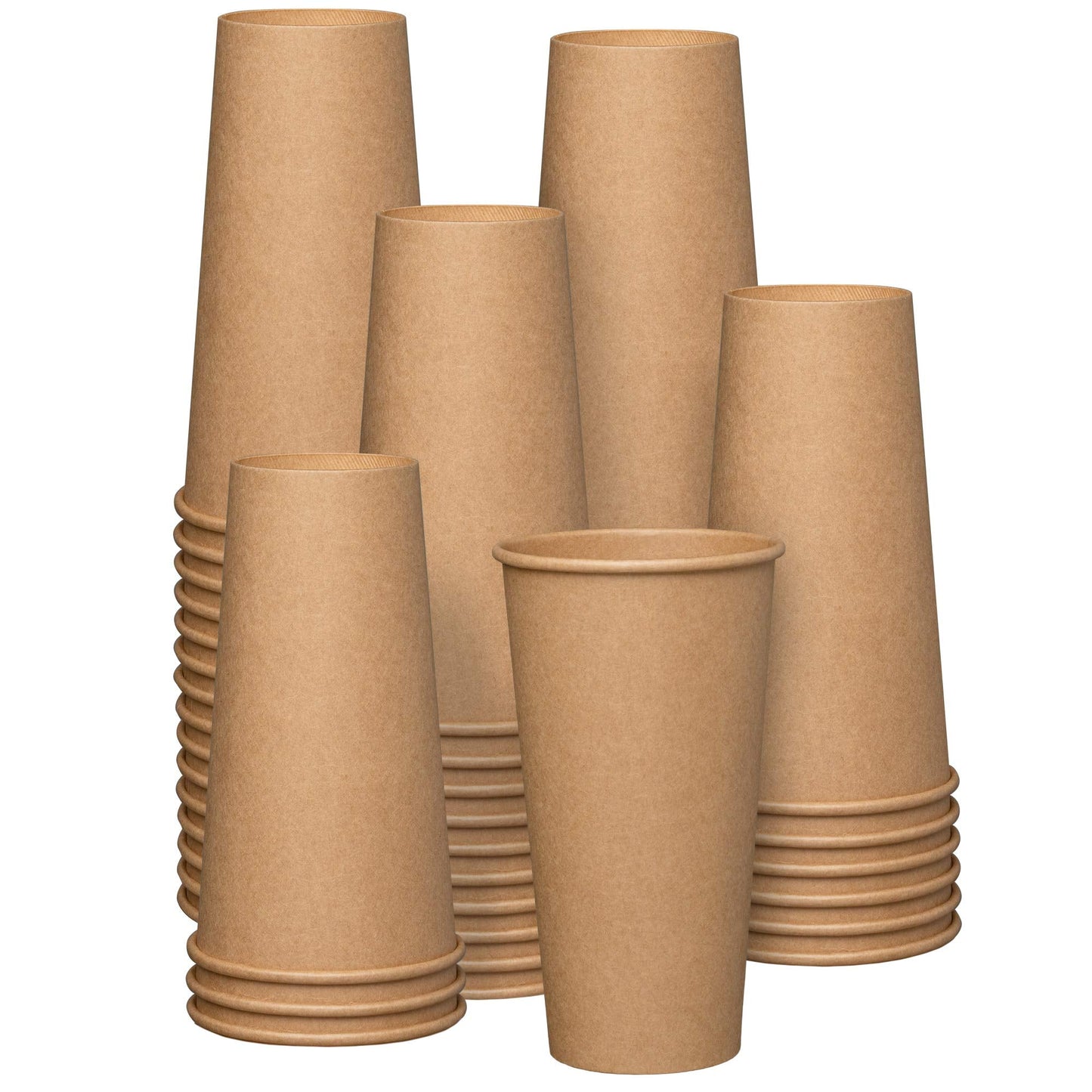 Comfy Package [100 Pack] 20 oz. - 600 ml Kraft Paper Hot Coffee Cups- Unbleached 20 oz.